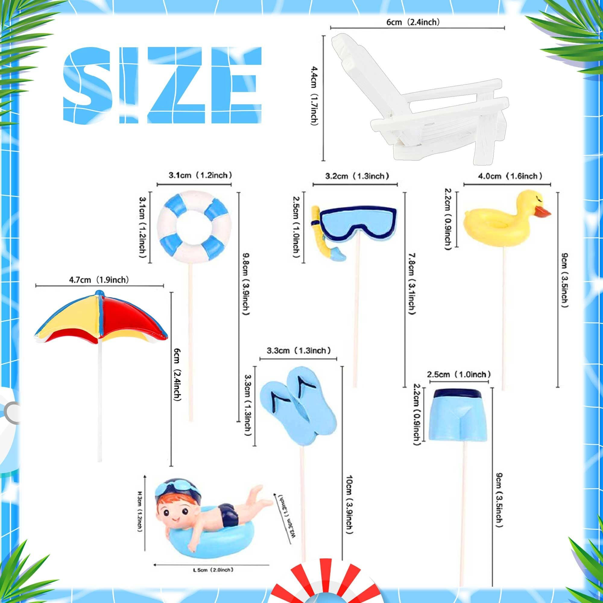Swimming Pool Cake Decoration Beach Cake Decoration Swimming Pool Cake Topper Summer Beach Cake Toppers Summer Birthday Party Supplies Beach Party Supplies Swimming Pool Party Supplies
