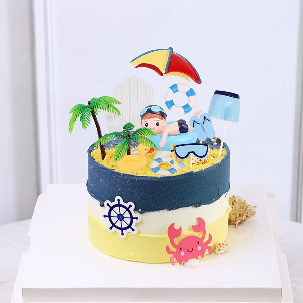 Swimming Pool Cake Decoration Beach Cake Decoration Swimming Pool Cake Topper Summer Beach Cake Toppers Summer Birthday Party Supplies Beach Party Supplies Swimming Pool Party Supplies