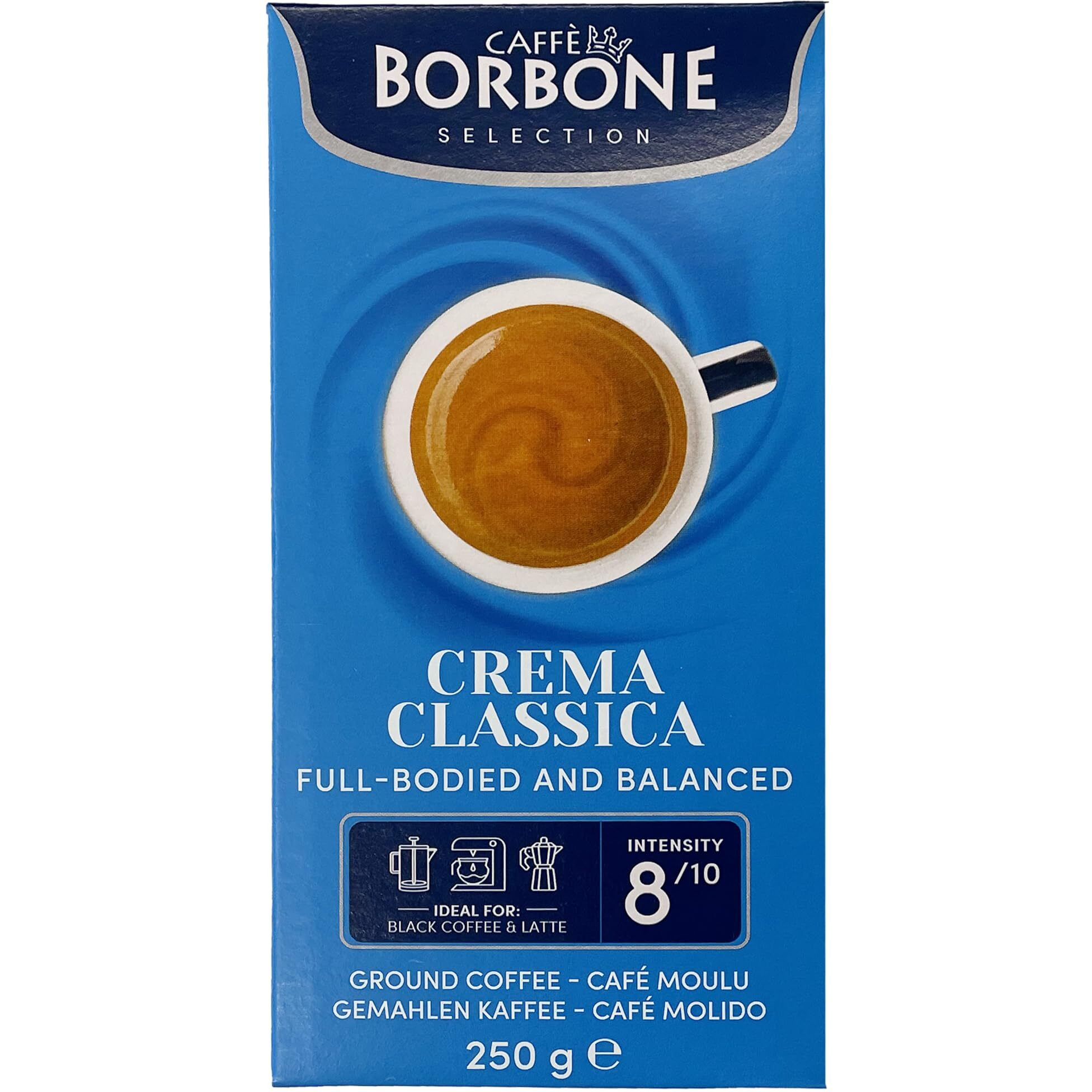 Caffe Borbone Ground Coffee, Crema Classica, Medium Roast, Arabica And Robusta Blend, Rich And Velvety, Roasted, Ground And Freshly Packaged In Italy, 8.8 Ounce (Pack Of 4)