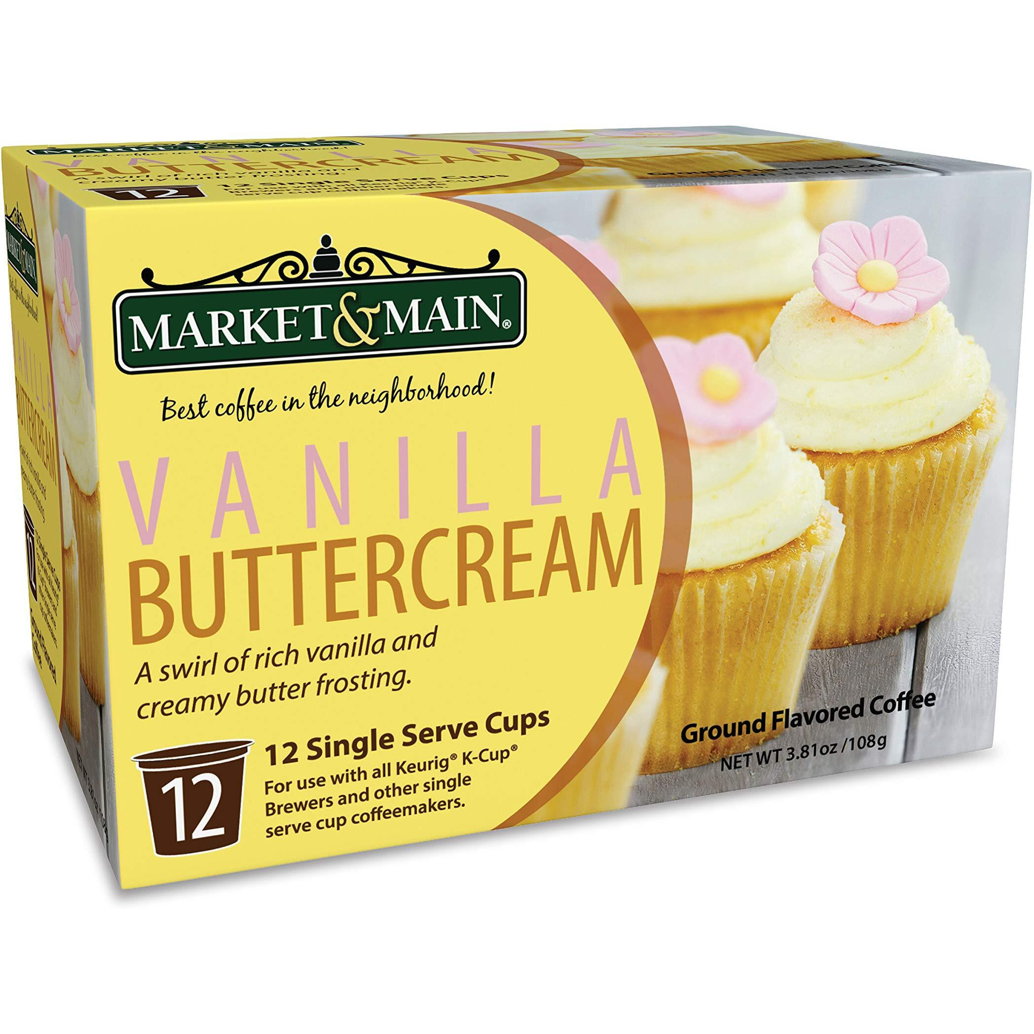 Market & Main Onecup, Vanilla Buttercream, Compatible With Keurig K-Cup Brewers, 12 Count