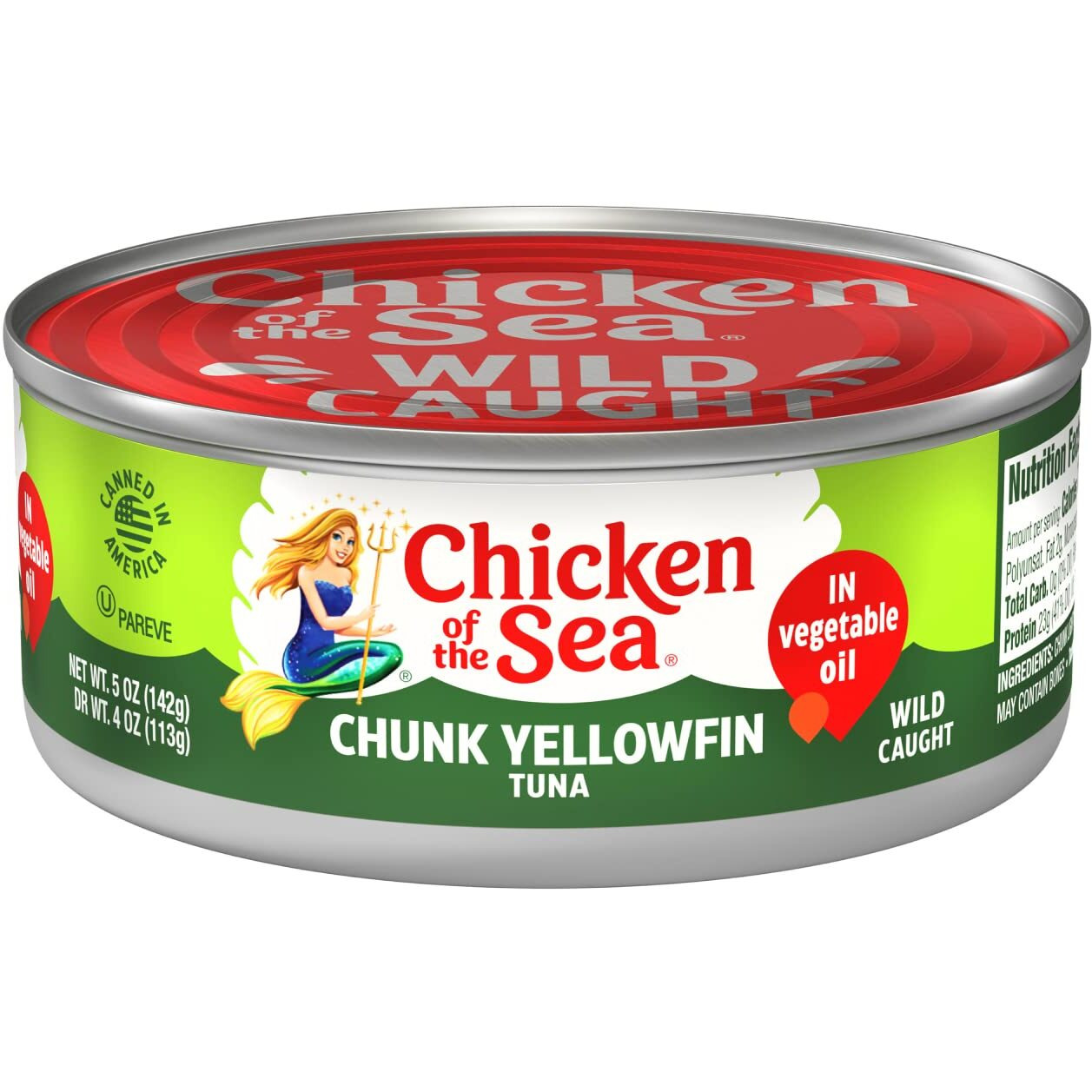 Chicken Of The Sea Chunk Yellowfin Tuna In Vegetable Oil, 5 Ounce Cans (Pack Of 12), Wild Caught Canned Tuna