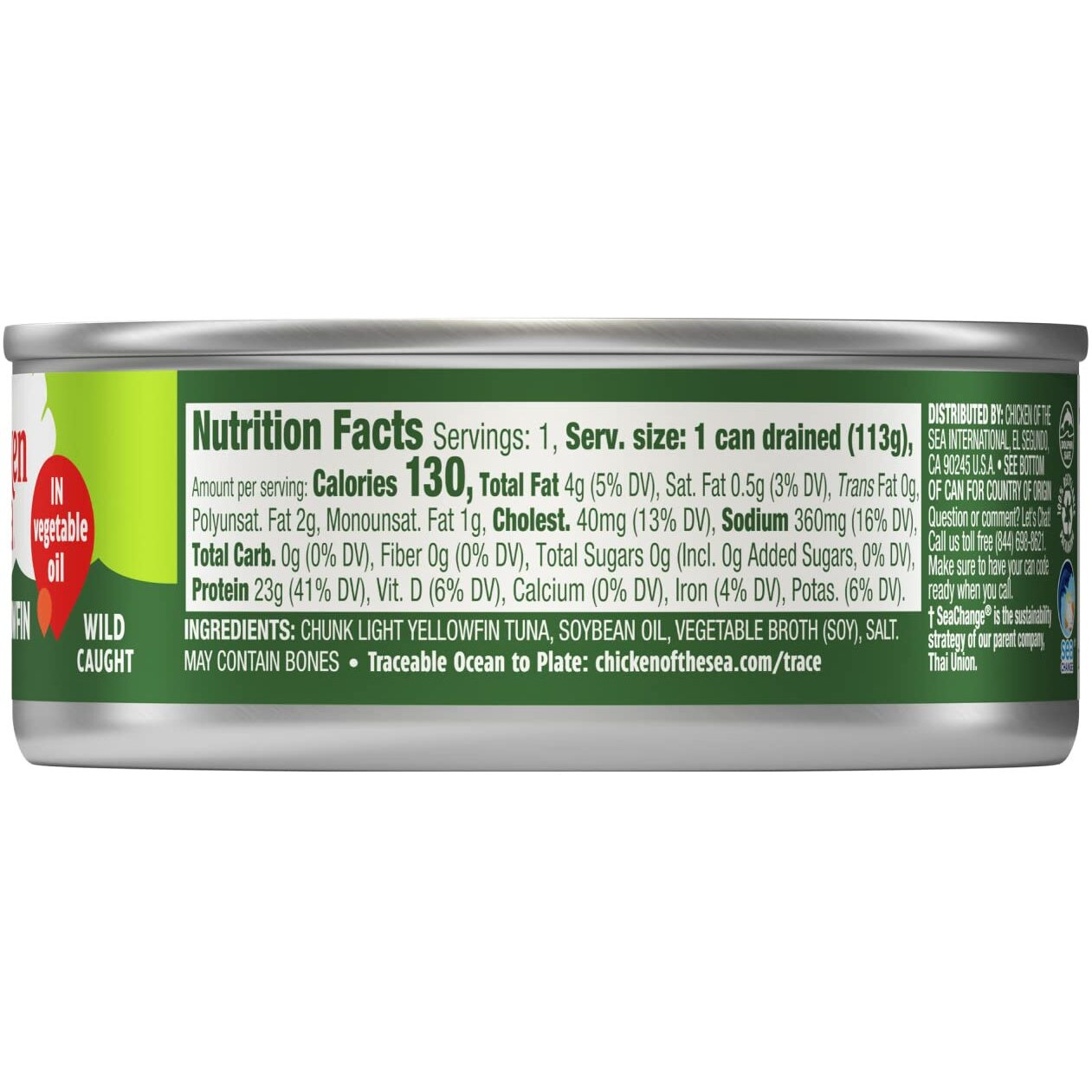 Chicken Of The Sea Chunk Yellowfin Tuna In Vegetable Oil, 5 Ounce Cans (Pack Of 12), Wild Caught Canned Tuna