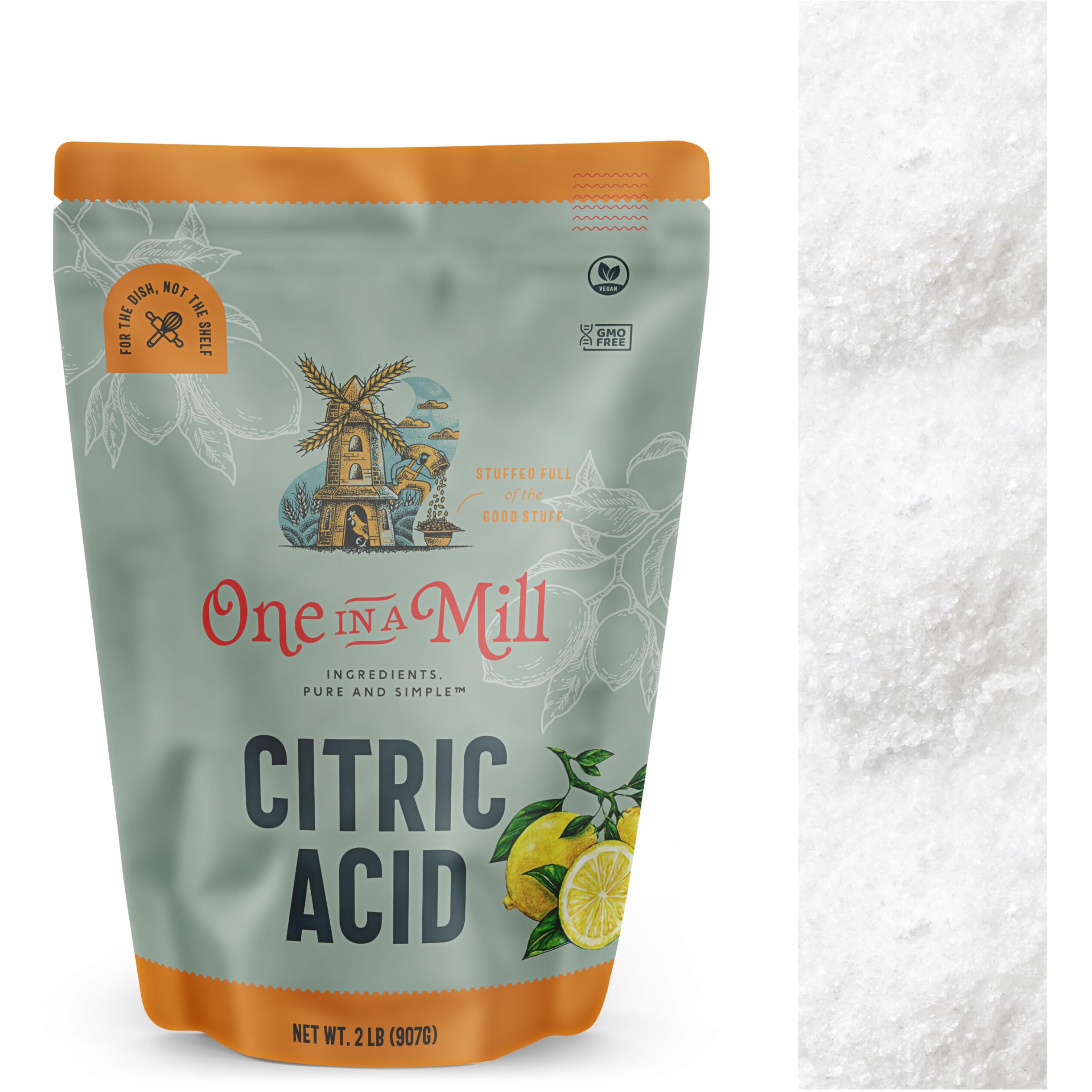 One In A Mill Citric Acid 2Lb | Food Grade Ou Kosher Flavor Enhancer For Cooking, Baking & Canning Preservative | Use For Diy Skincare, Bath Bombs, Water Softener & Cleaning Hard Water Stains