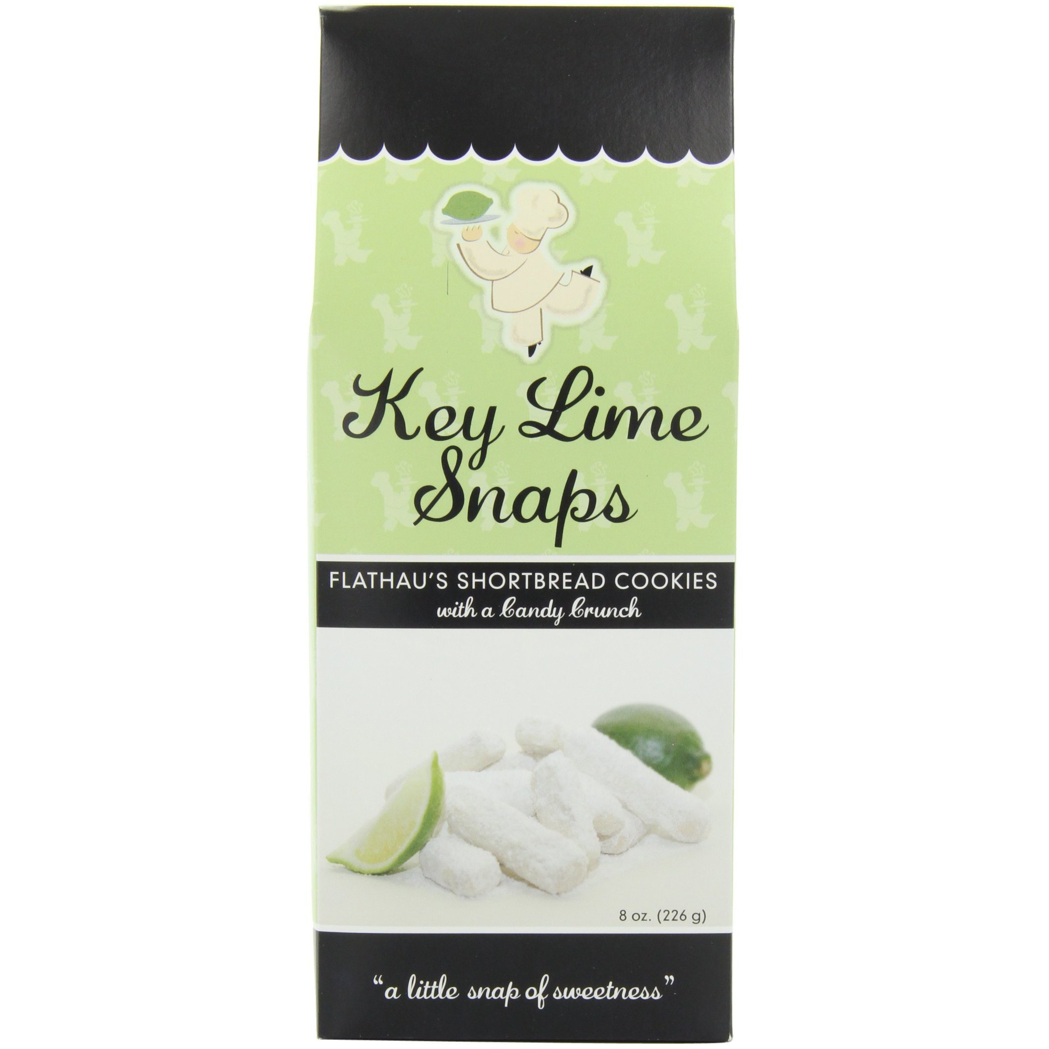 Flathau's Fine Foods Key Lime Snaps, Powdered Shortbread Cookies, 8-Ounce Boxes (Pack Of 6)