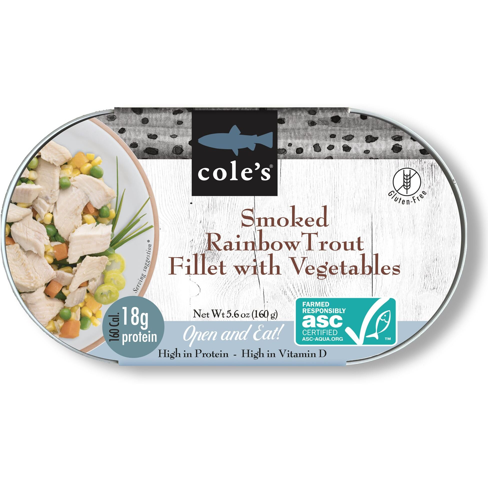 Coles - Smoked Rainbow Trout Fillet With Vegetables| Open & Eat | Ready To Eat Meal | 5.6 Oz Hand-Packed Canned Fish | 19G Protein | High In Vitamin D | Tinned Fish
