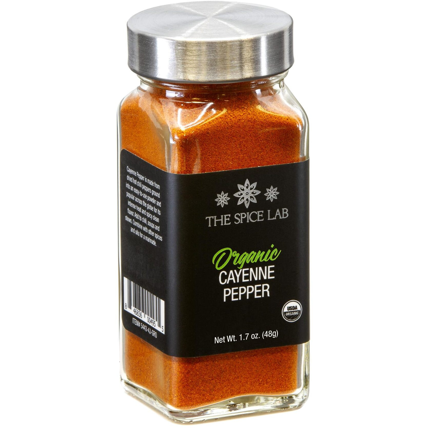 The Spice Lab Organic Cayenne Pepper Powder - Gluten Free Ground Cayenne Pepper For Mexican And Indian Cooking - 1.7 Oz French Jar - Organic Kosher, Non Gmo & Keto Friendly Seasoning