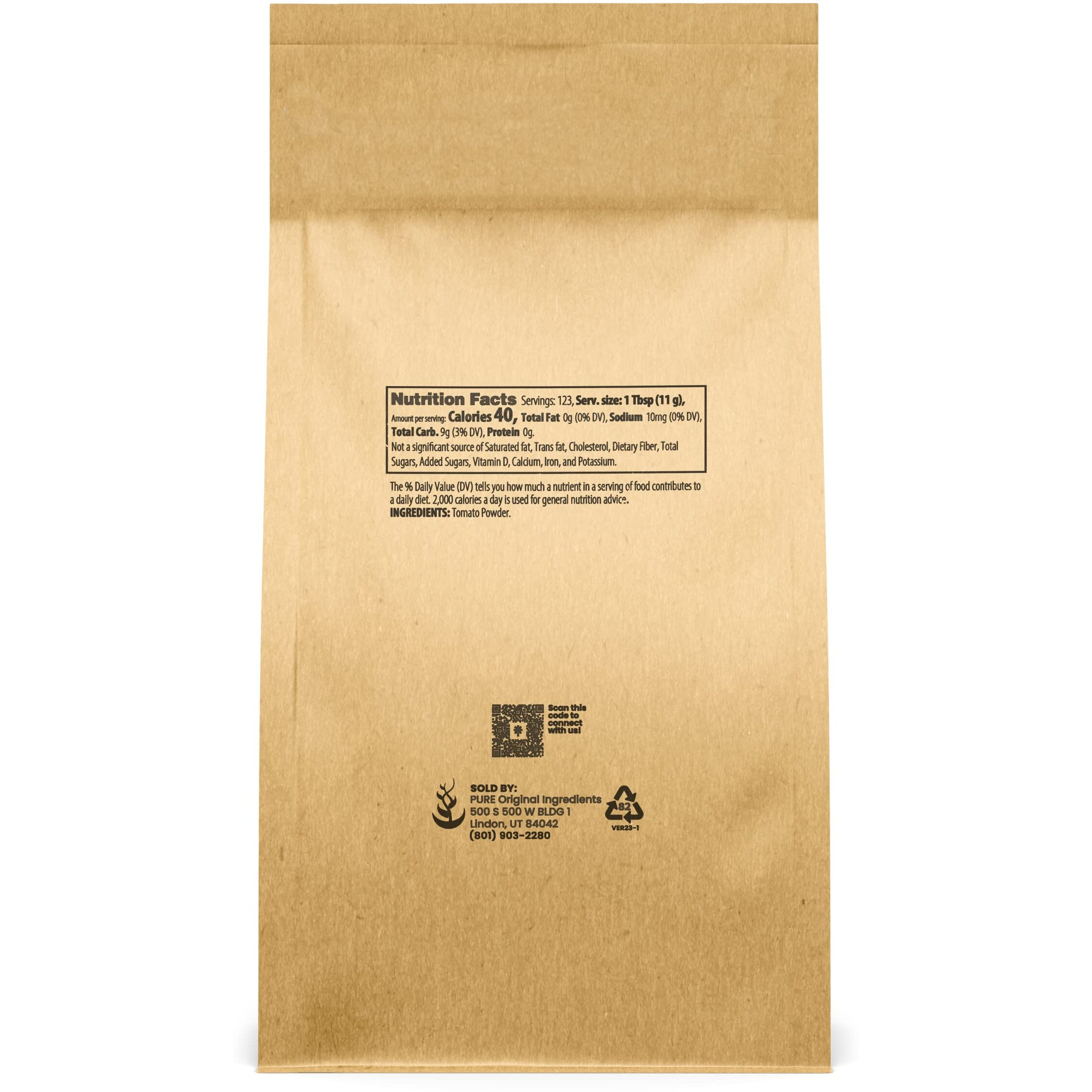 Pure Original Ingredients Tomato Powder (3 Lb) Rich & Full Of Flavor, Thickens Sauces & Soups