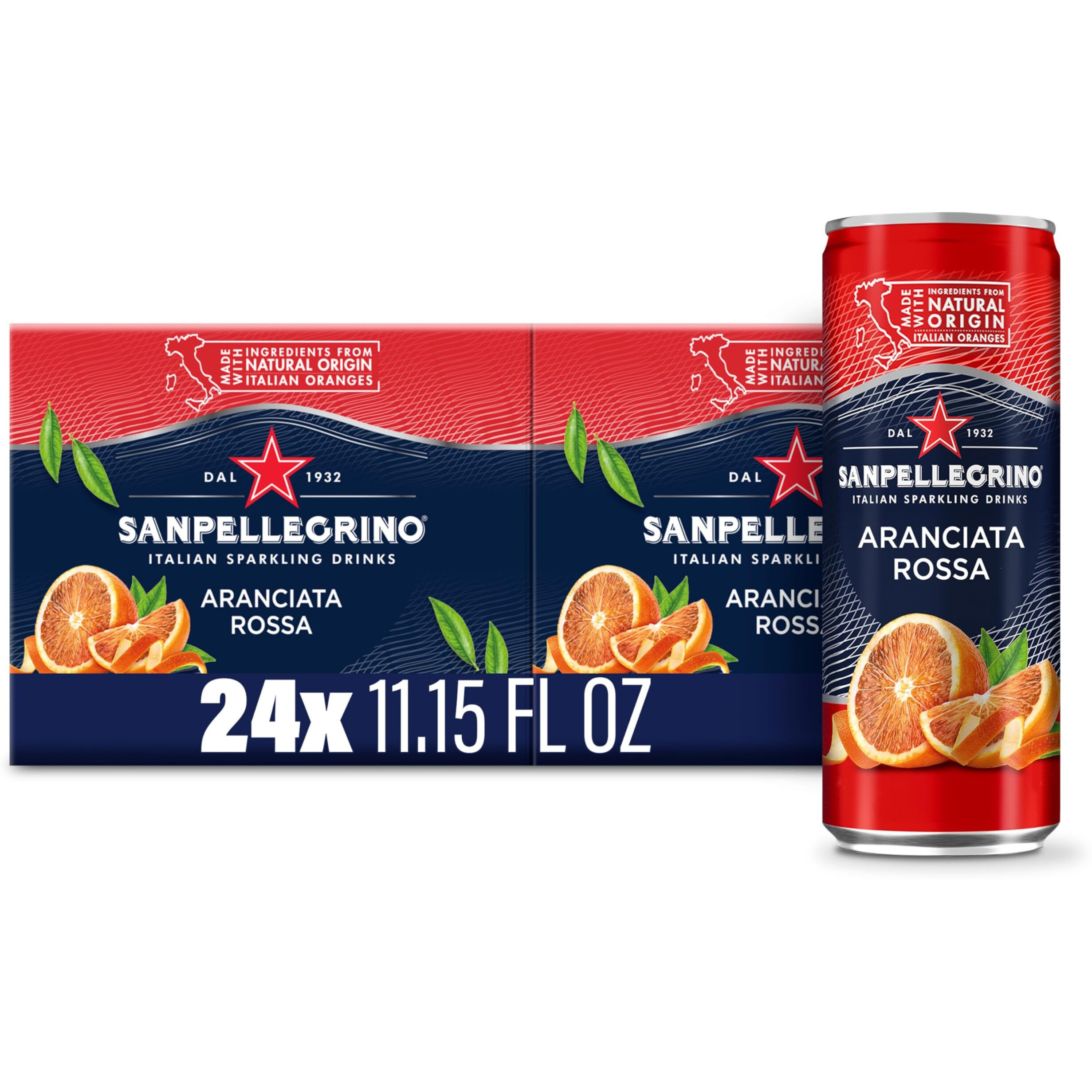 Sanpellegrino Italian Sparkling Drink Aranciata Rossa, Sparkling Orange And Blood Orange Beverage, 11.15 Fl Oz (Pack Of 24)