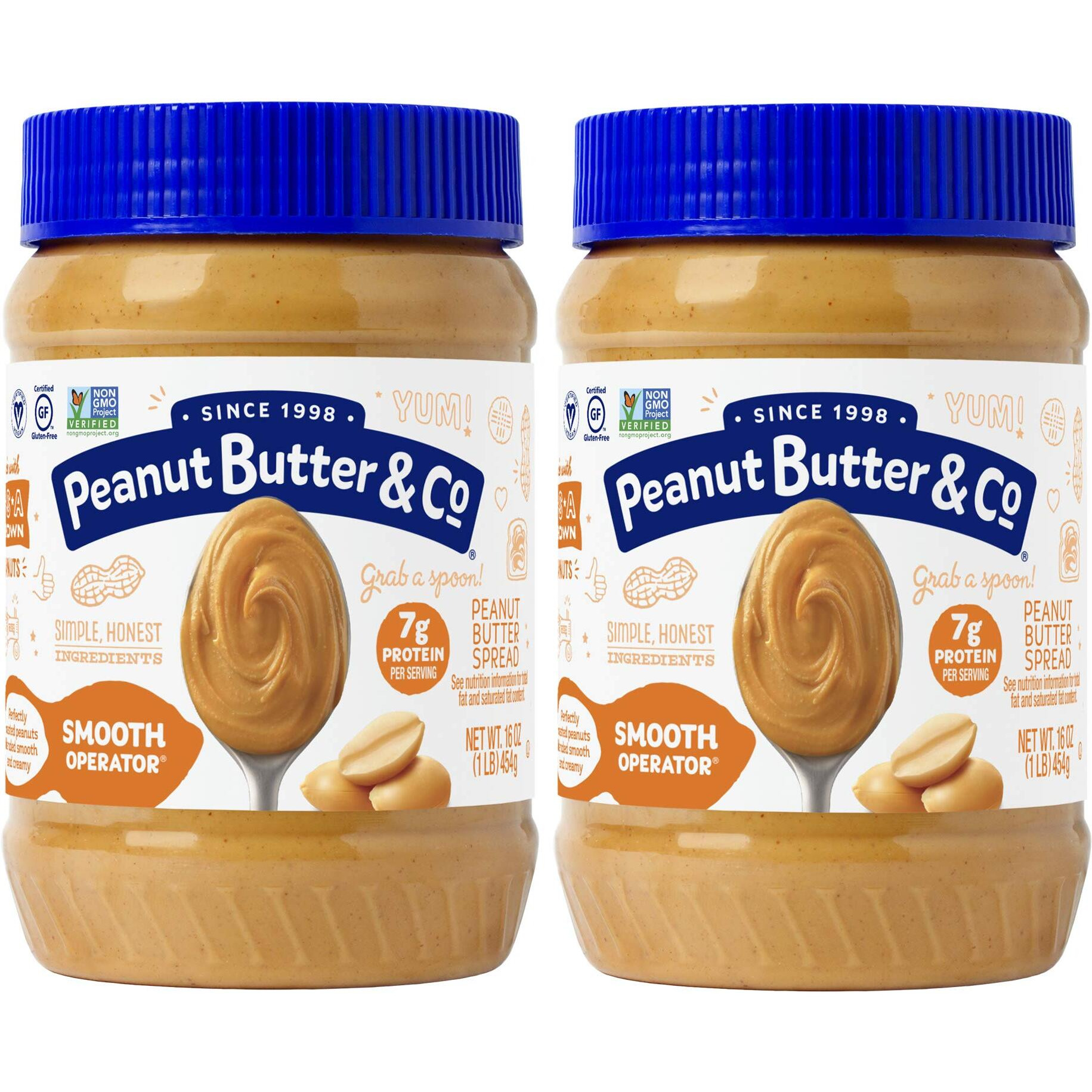Peanut Butter & Co. Smooth Operator Peanut Butter, Non-Gmo Project Verified, Gluten Free, Vegan, 16 Ounce (Pack Of 2)