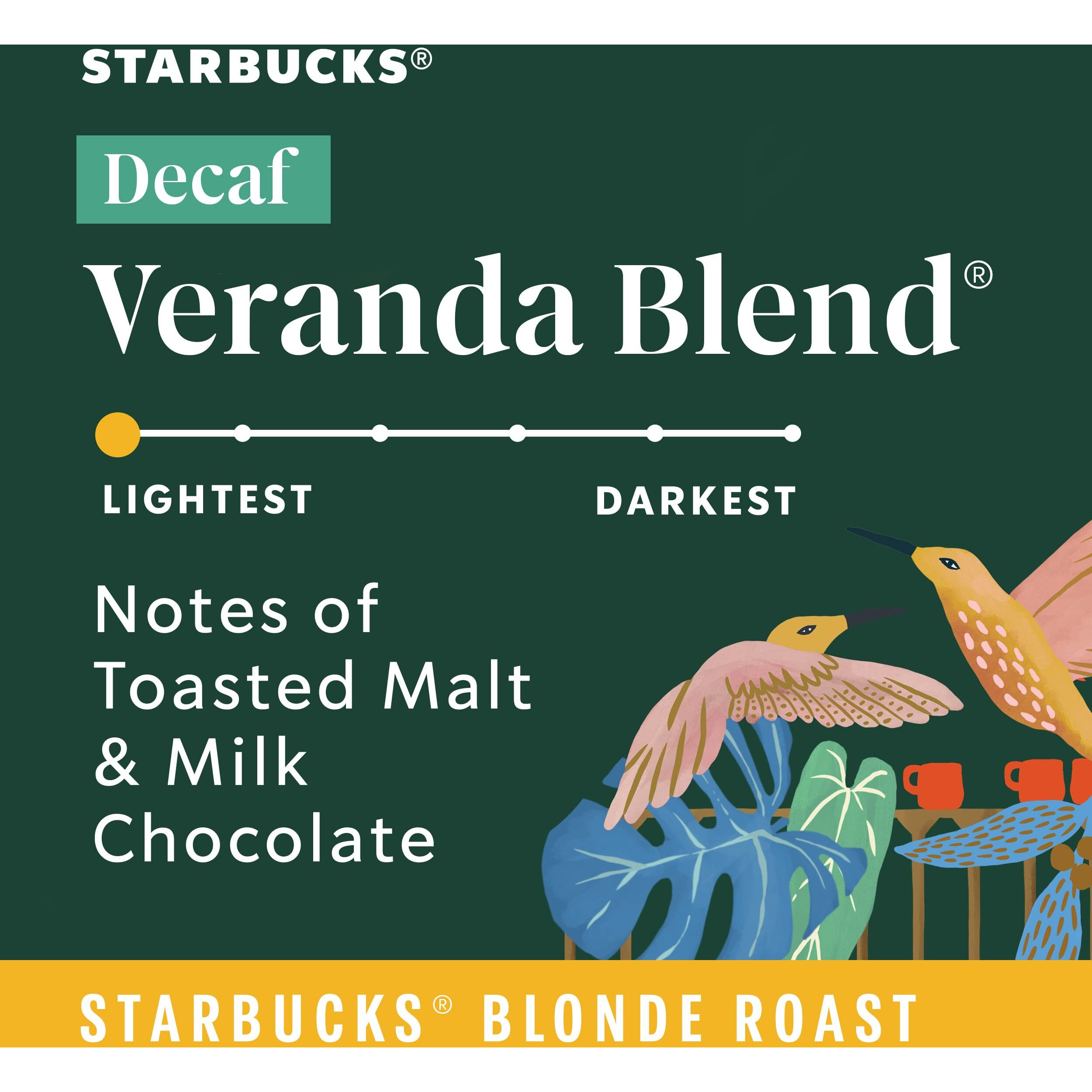 Starbucks K-Cup Coffee Pods, Starbucks Blonde Roast Coffee, Decaf Veranda Blend, 100% Arabica, 6 Boxes (60 Pods Total)
