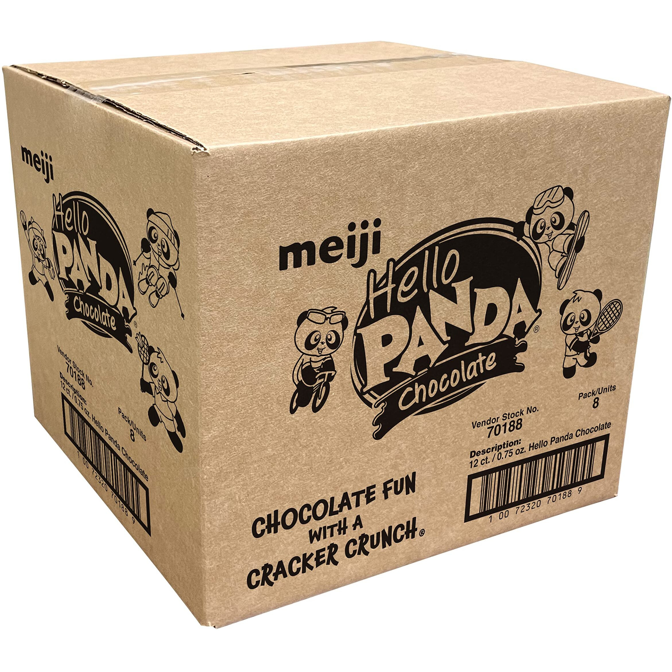 Meiji Hello Panda Cookies, Chocolate Crme Filled - 8 Boxes Of 12 Count, 0.75Oz Bags - Bite Sized Cookies With Fun Panda Sports