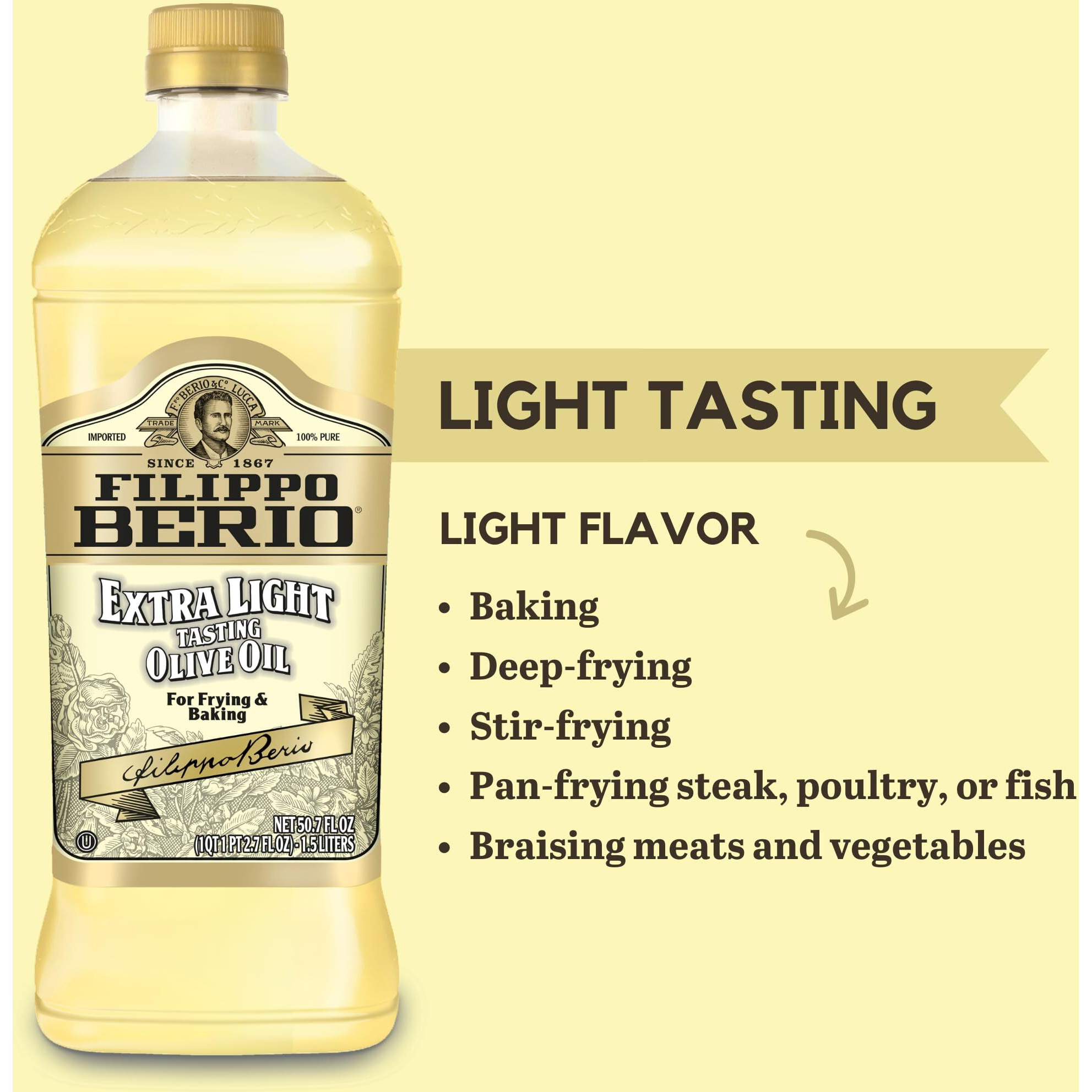 Filippo Berio Extra Light Olive Oil, 50.7 Ounce Rpet Bottle
