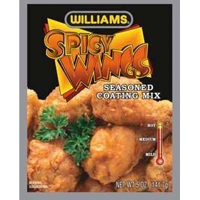 Williams Spicy Wings Hot Seasoned Coating Mix, 5 Ounces Each (Pack Of 6)