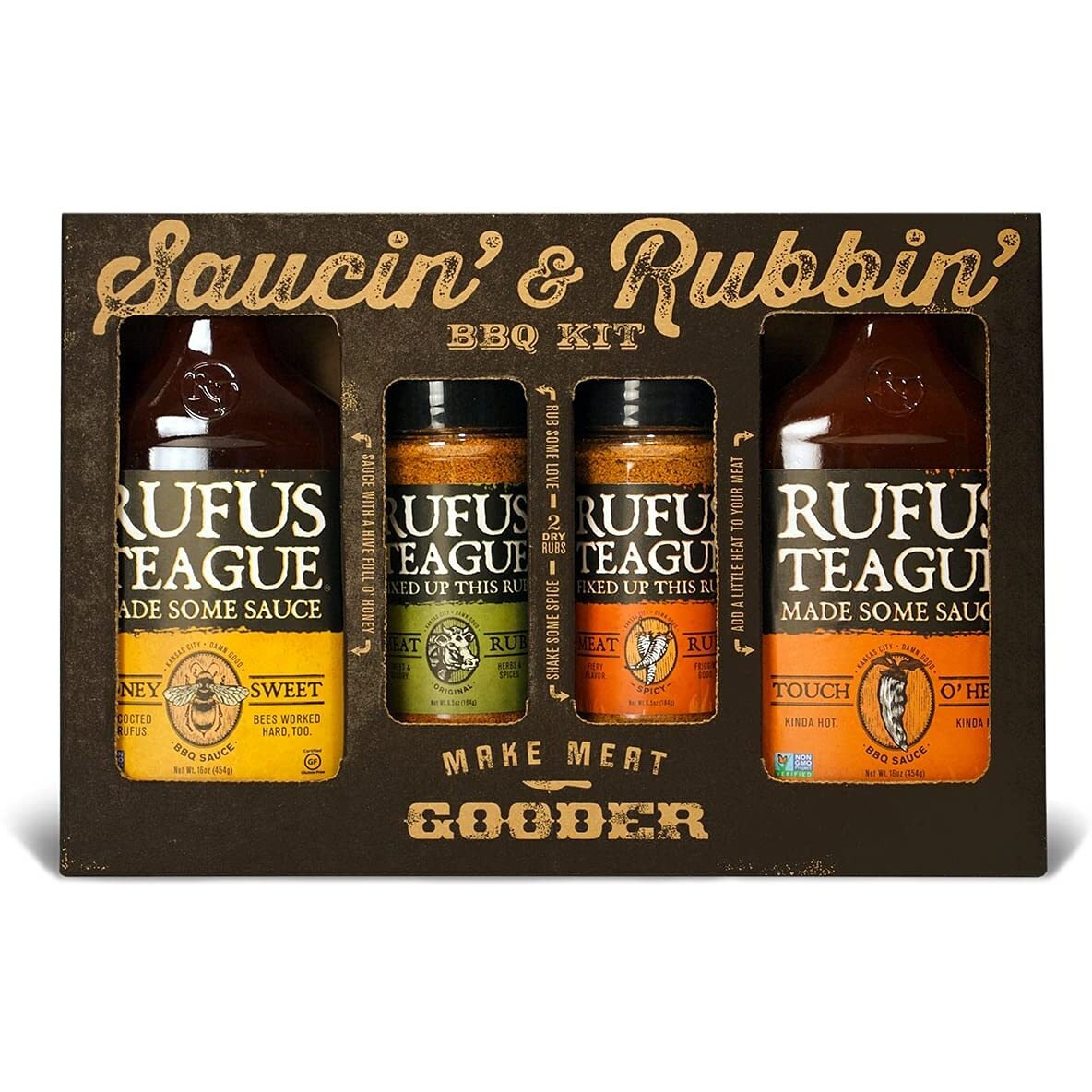 Rufus Teague - Saucin' & Rubbin' Kit - 2 Premium Bbq Sauces & 2 Dry Rubs