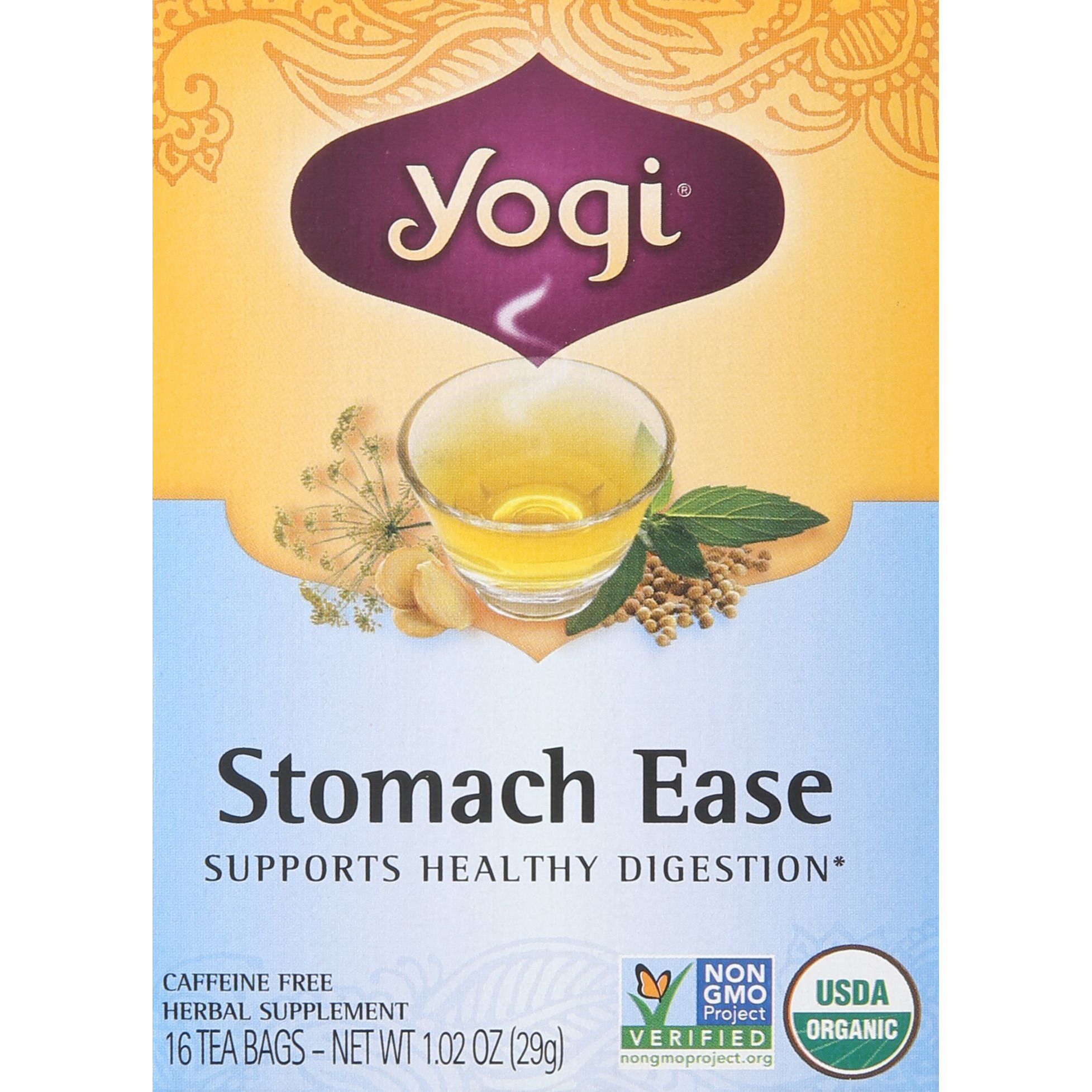 Yogi Tea Stomach Ease, Herbal Supplement, Tea Bags, 16 Ct