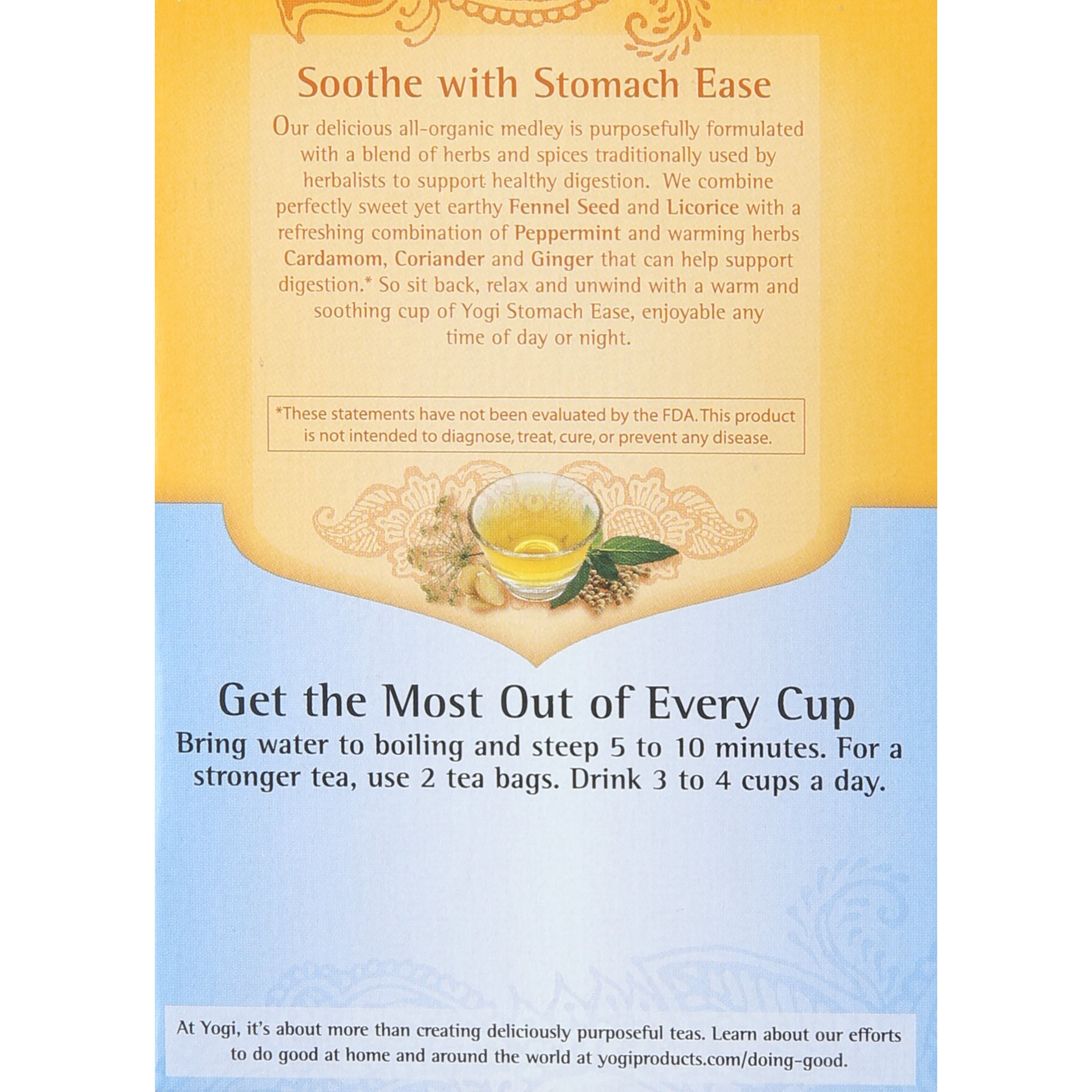 Yogi Tea Stomach Ease, Herbal Supplement, Tea Bags, 16 Ct