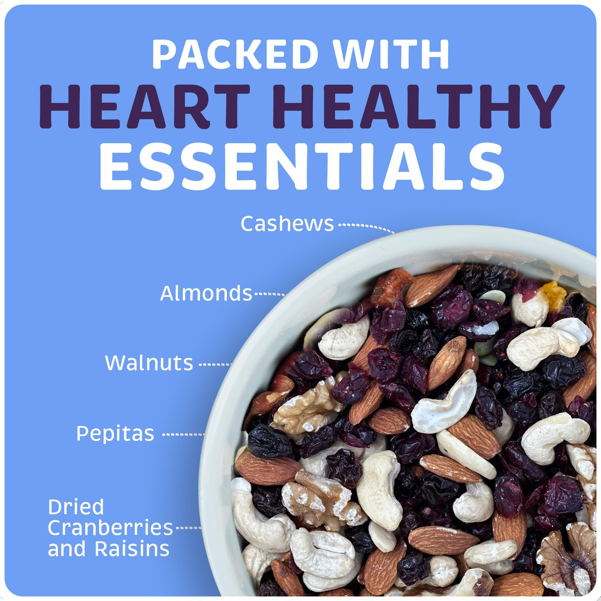 Superior Nut Chicago Heart Healthy Mix - Trail Mix Nuts - Nut Mix W/ Cashews, Almonds, Walnuts, Dried Cranberries & Raisins - Rich In Antioxidants - Gluten-Free, Keto & Paleo-Friendly - Resealable Bag (1Lb 12 Oz)