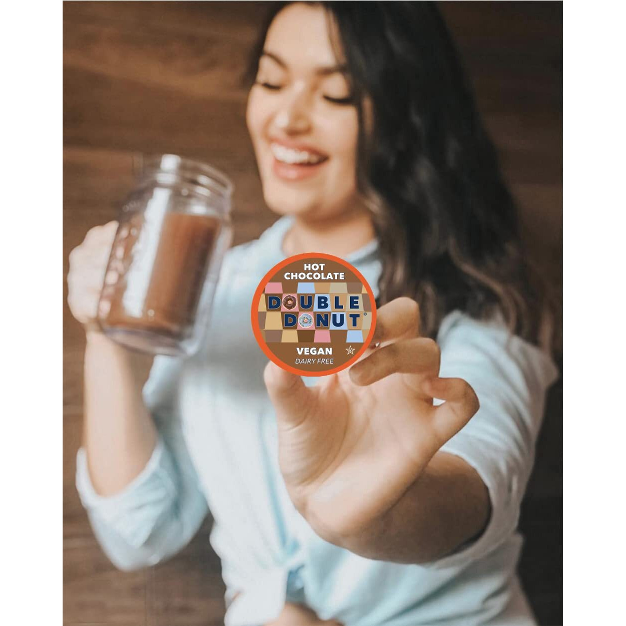 Double Donut Dairy Free Hot Chocolate Pods, Lactose Free Vegan Hot Chocolate Mix Cups For Keurig K Cup Brewers, 22 Count (Pack Of 1)