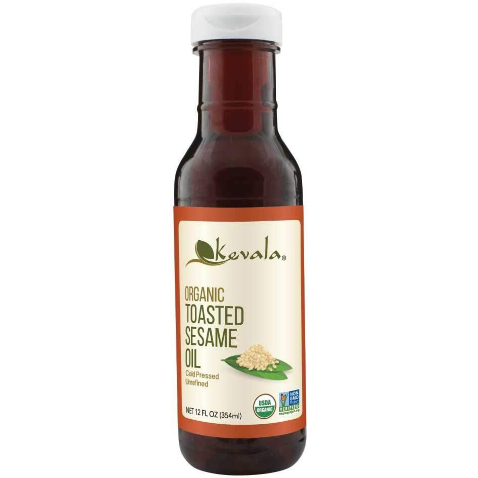 Kevala Organic Toasted Sesame Oil - Sesame Oil Toasted - Toasted Sesame Oil Cooking - Sesame Oil Food - Food Oil - Roasted Sesame Oil - 12 Oz - 354 Ml