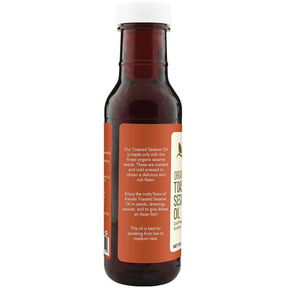Kevala Organic Toasted Sesame Oil - Sesame Oil Toasted - Toasted Sesame Oil Cooking - Sesame Oil Food - Food Oil - Roasted Sesame Oil - 12 Oz - 354 Ml