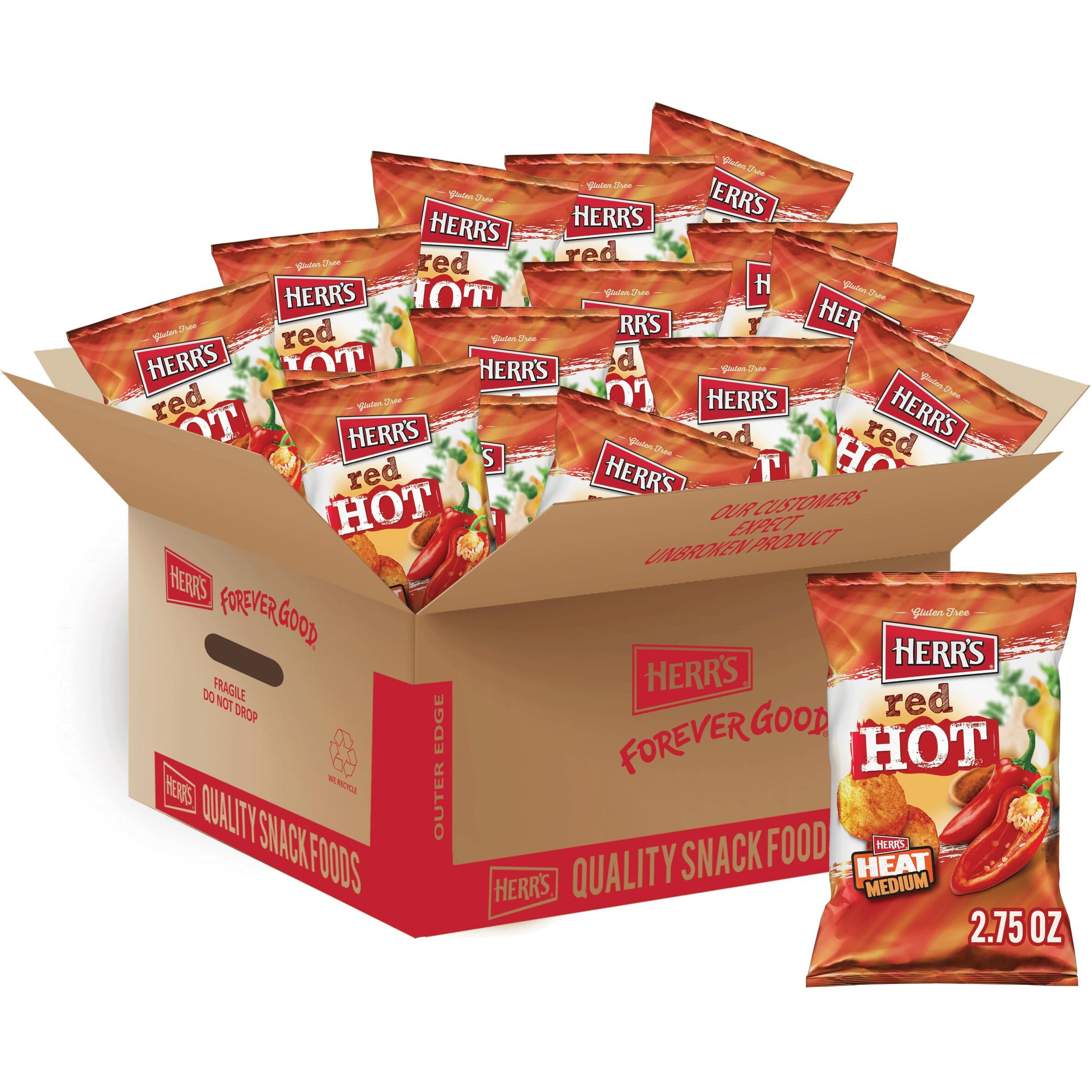 Herr's Red Hot Potato Chips, 2.75 Ounce (Pack Of 24 Bags)