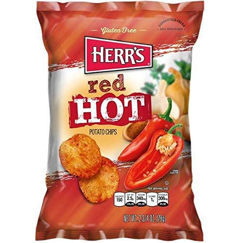 Herr's Red Hot Potato Chips, 2.75 Ounce (Pack Of 24 Bags)