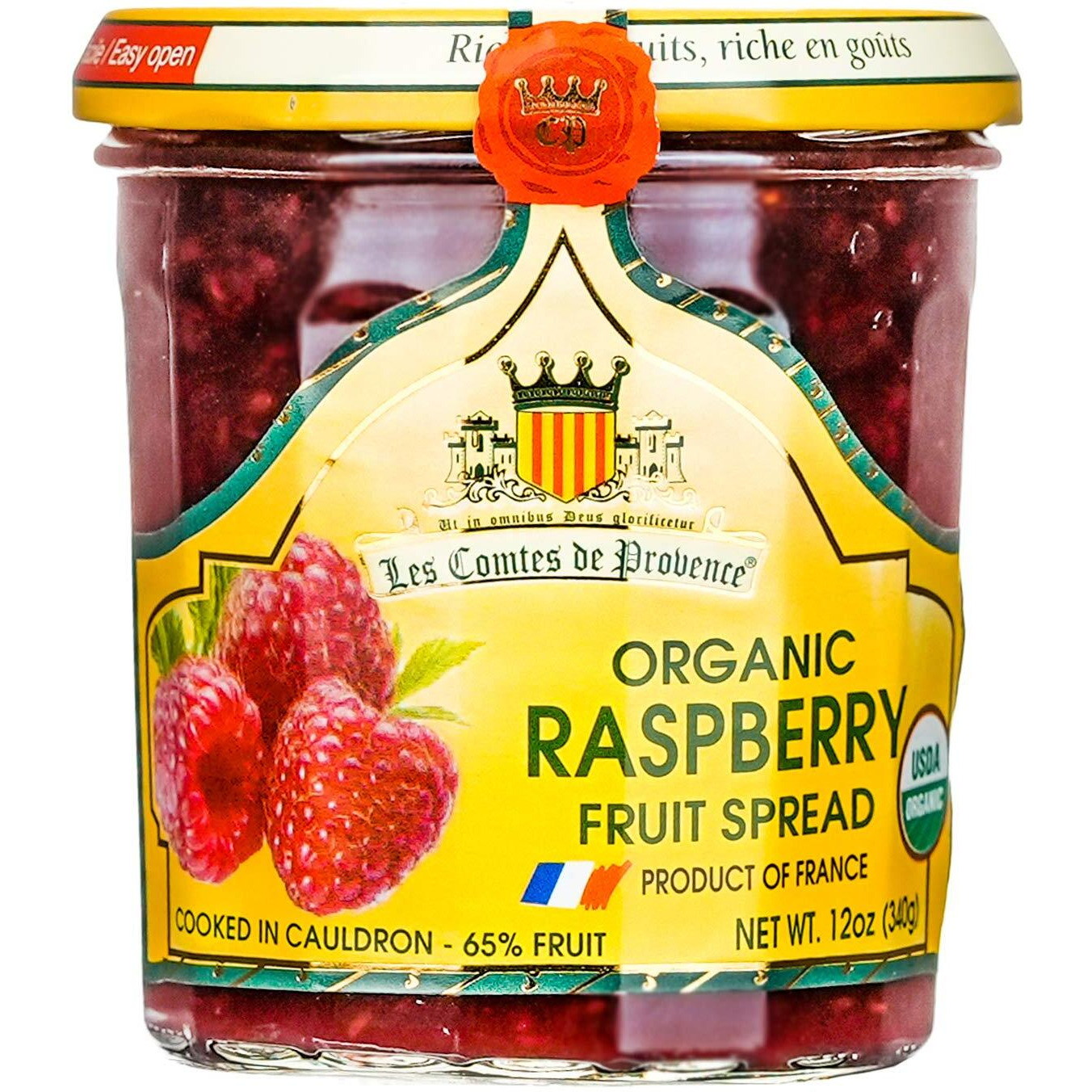 Raspberry Jam Spread Usda Organic Preserve - 12 Oz / 340 G - Made In France Traditional Jam Non Gmo Gluten Free