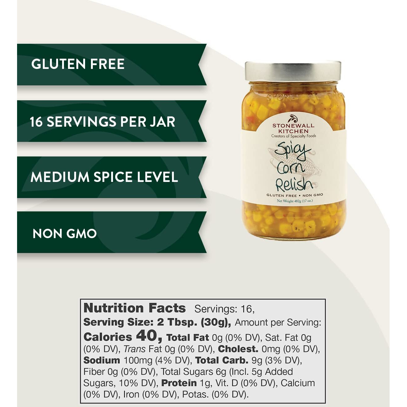 Stonewall Kitchen Spicy Corn Relish, 16 Ounces (Pack Of 2)