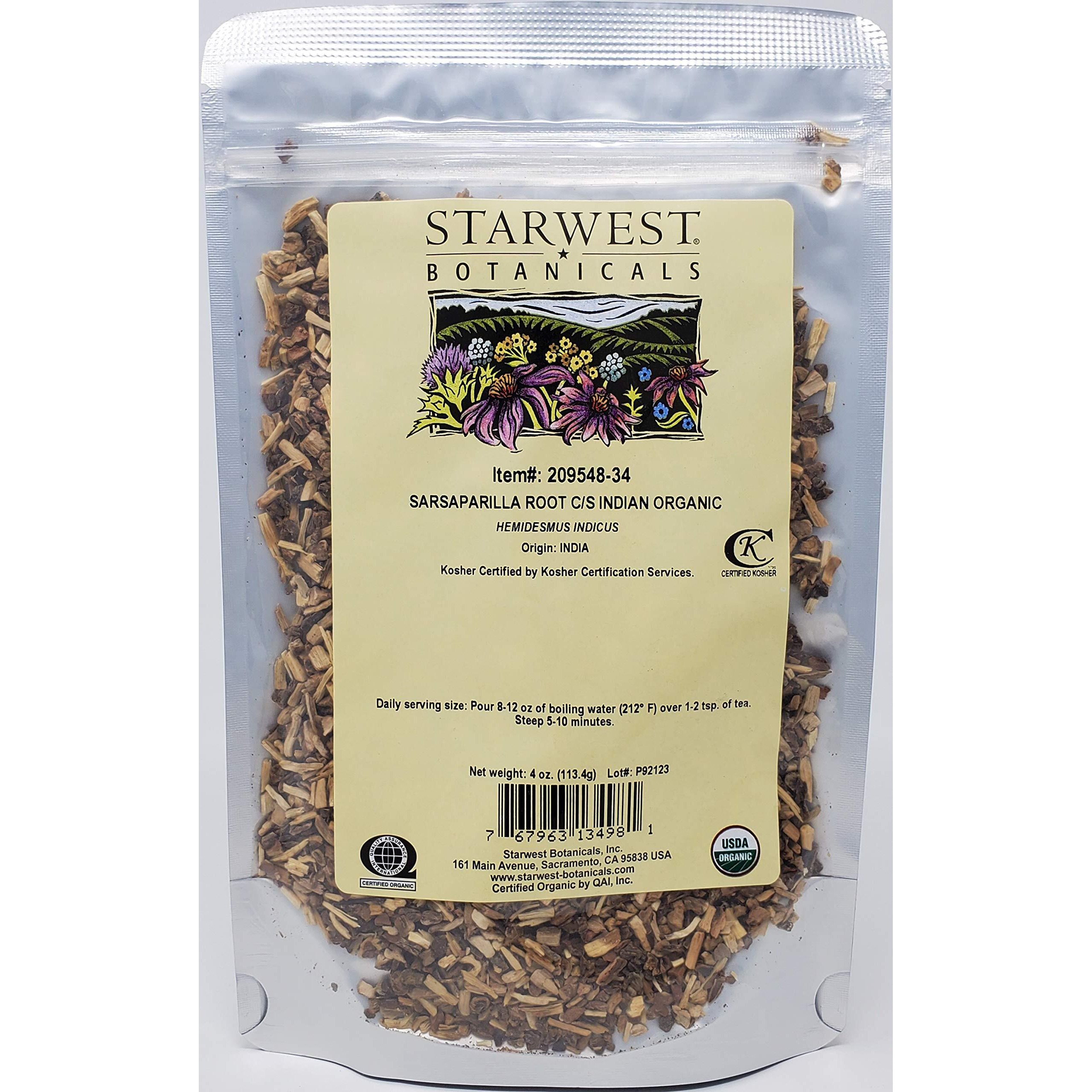 Starwest Botanicals Organic Sarsaparilla Root Cut & Sifted (Indian), 4 Ounces
