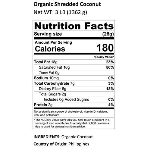 Anna And Sarah Organic Shredded Coconut, Unsweetened, Medium-Size, Perfect For Recipes, All Natural Flakes, In Resealable Bag, 1 Lb