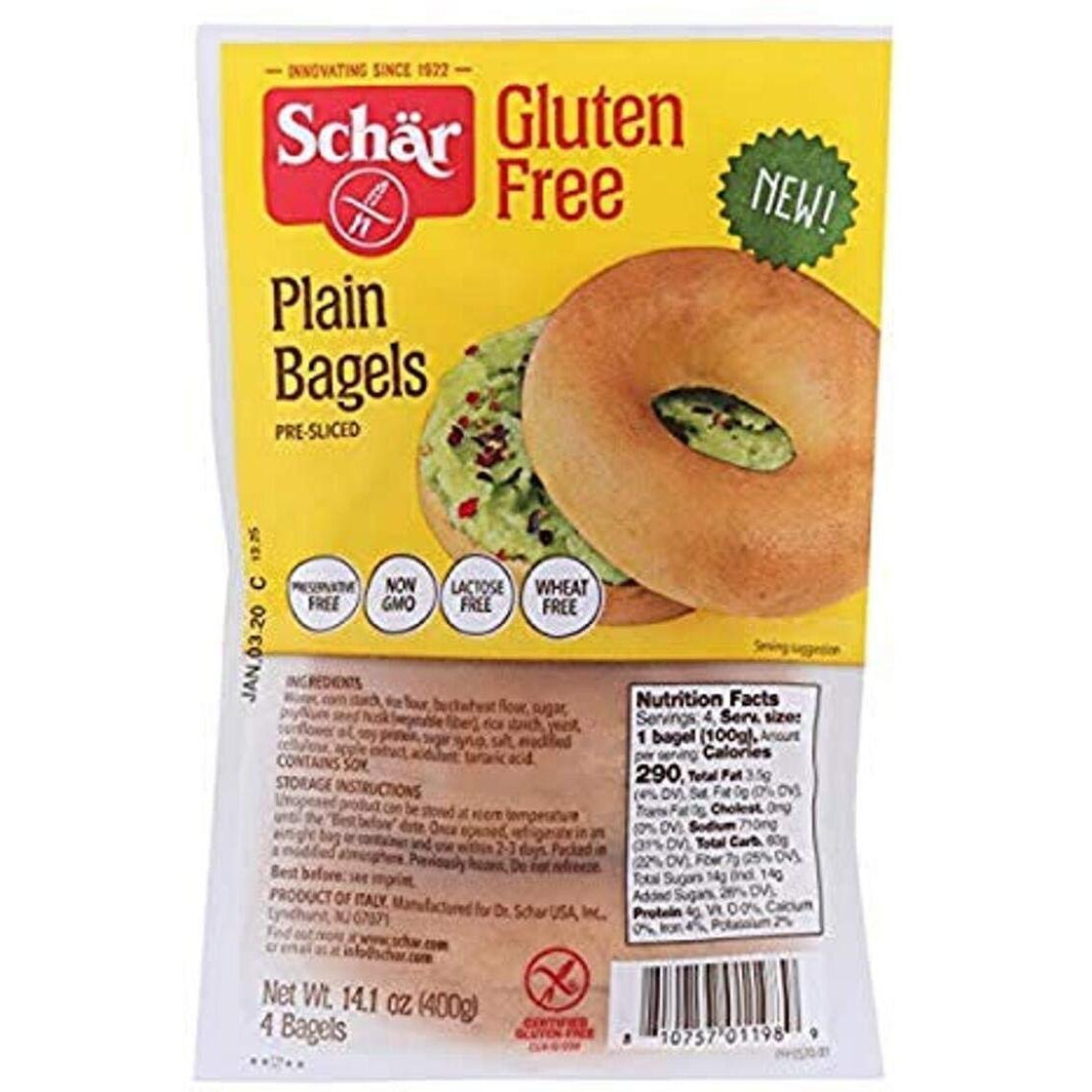 Schar Plain Bagels, Gluton Free, Preservative Free, Non Gmo, Lactose Free, Wheat Free, Pre-Sliced,, 14.1Count (Pack Of 4)