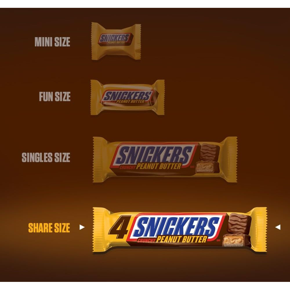 Snickers Peanut Butter Squared Sharing Size Chocolate Candy Bars 3.56-Ounce Bar 18-Count Box