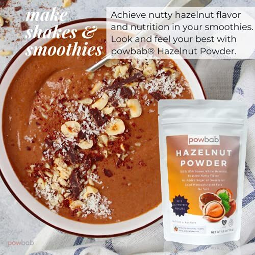 Powbab Hazelnut Powder - 100% Usa Grown Roasted Hazelnut Meal Flour. Roasted Nutty Flavor, Not Raw. Whole Food Finely Ground Hazelnut Flour For Baking. No Added Sugar Or Fillers. Gluten Free (5.5 Oz)
