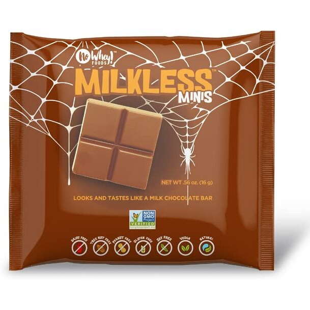 Milkless Chocolate Minis (2 Pack) | Allergy Friendly, Vegan Chocolate Halloween Candy | Dairy Free, Nut Free, Peanut Free, Gluten Free | No Whey Foods