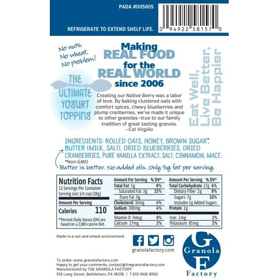 Granola Factory Native Berry, All-Natural, Sweet And Salty Breakfast Cereal Snack (Native 3 Pack), 11 Ounce (Pack Of 3)