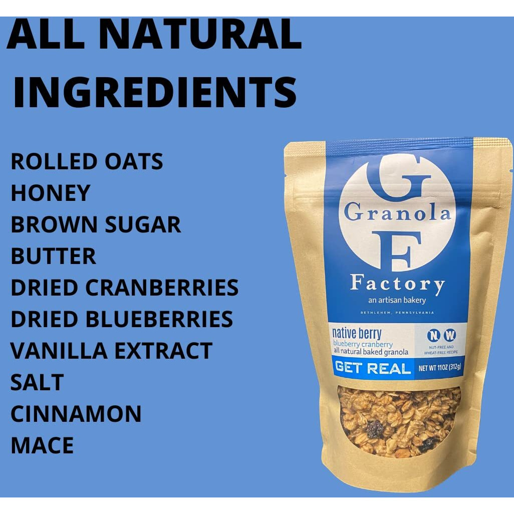 Granola Factory Native Berry, All-Natural, Sweet And Salty Breakfast Cereal Snack (Native 3 Pack), 11 Ounce (Pack Of 3)