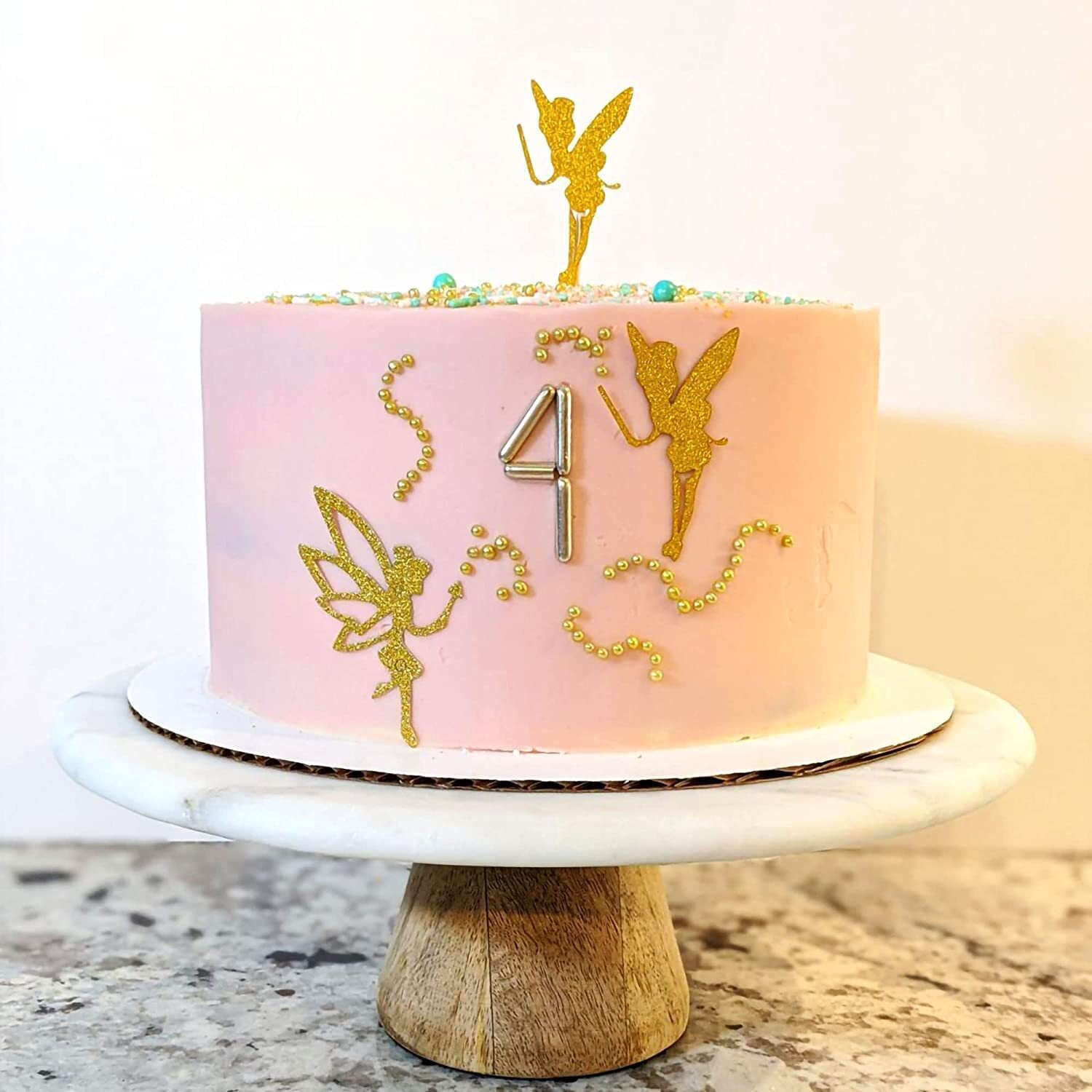 Jevenis 32Pcs Gold Glitter Fairy Cupcake Toppers Angel Cake Topper Ballet Cupcake Topper For Birthday Bridal Shower Baby Shower Wedding Decoration Supplies