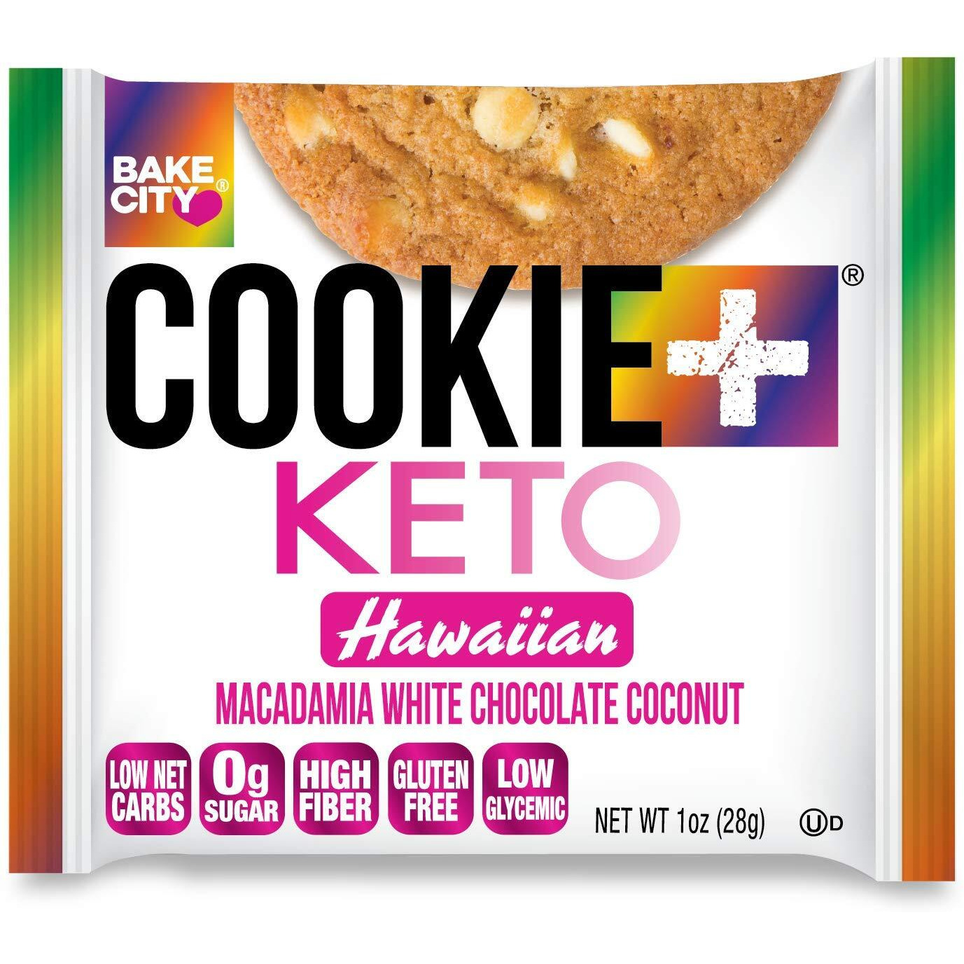 Bake City Cookie Plus Keto | 1Oz Hawaiian Cookies (12 Pack), Gluten Free, 0G Sugar, Only 1.5G Net Carbs, Good Fats, 5G Protein, Kosher, No Artificial Flavors
