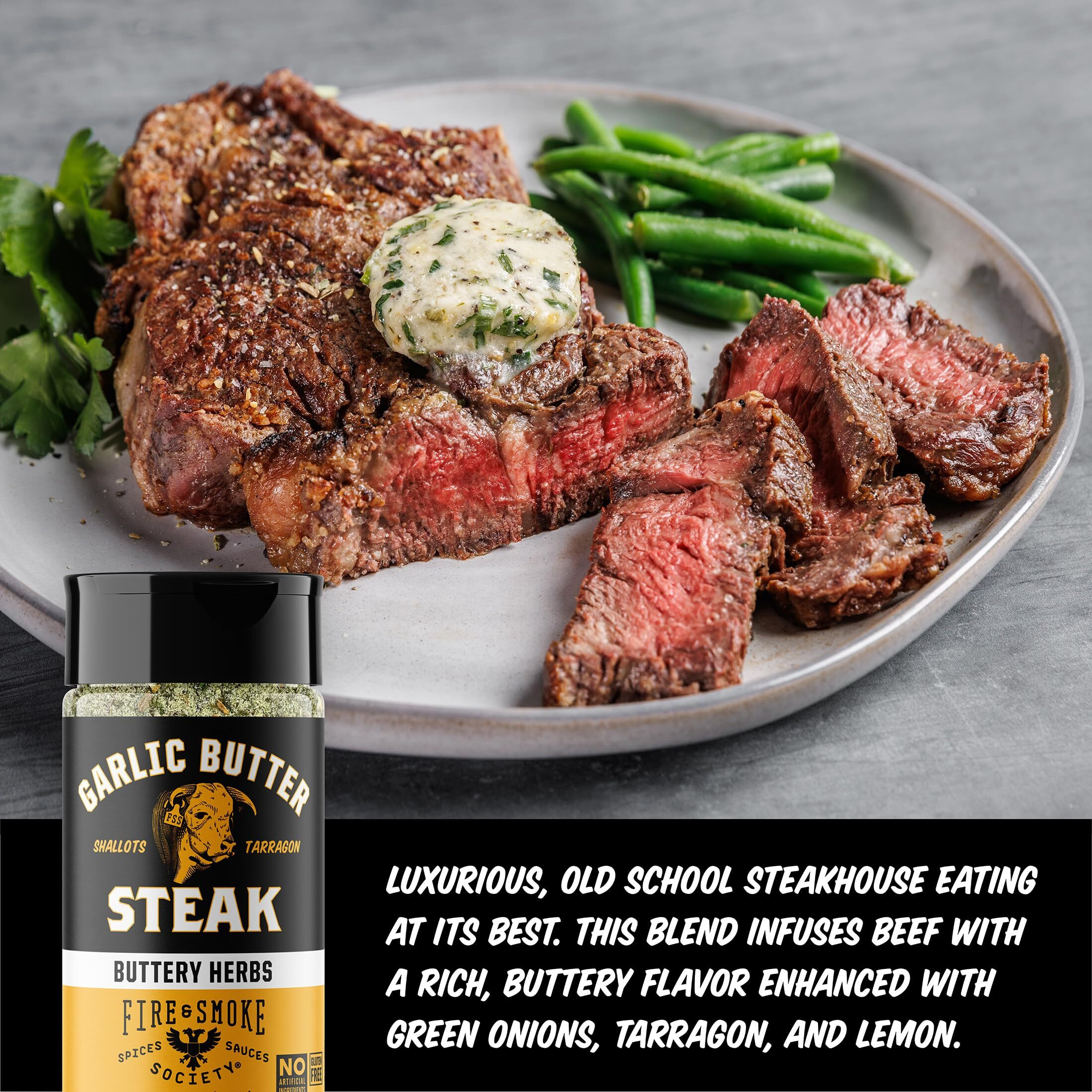 Fire & Smoke Society Garlic Butter Steak Seasoning | Bbq Rubs, Steak Rub For Smoking And Grilling Meat | Steaks, Brisket, Burgers Dry Bbq Rubs And Spices | M, 6.2 Oz