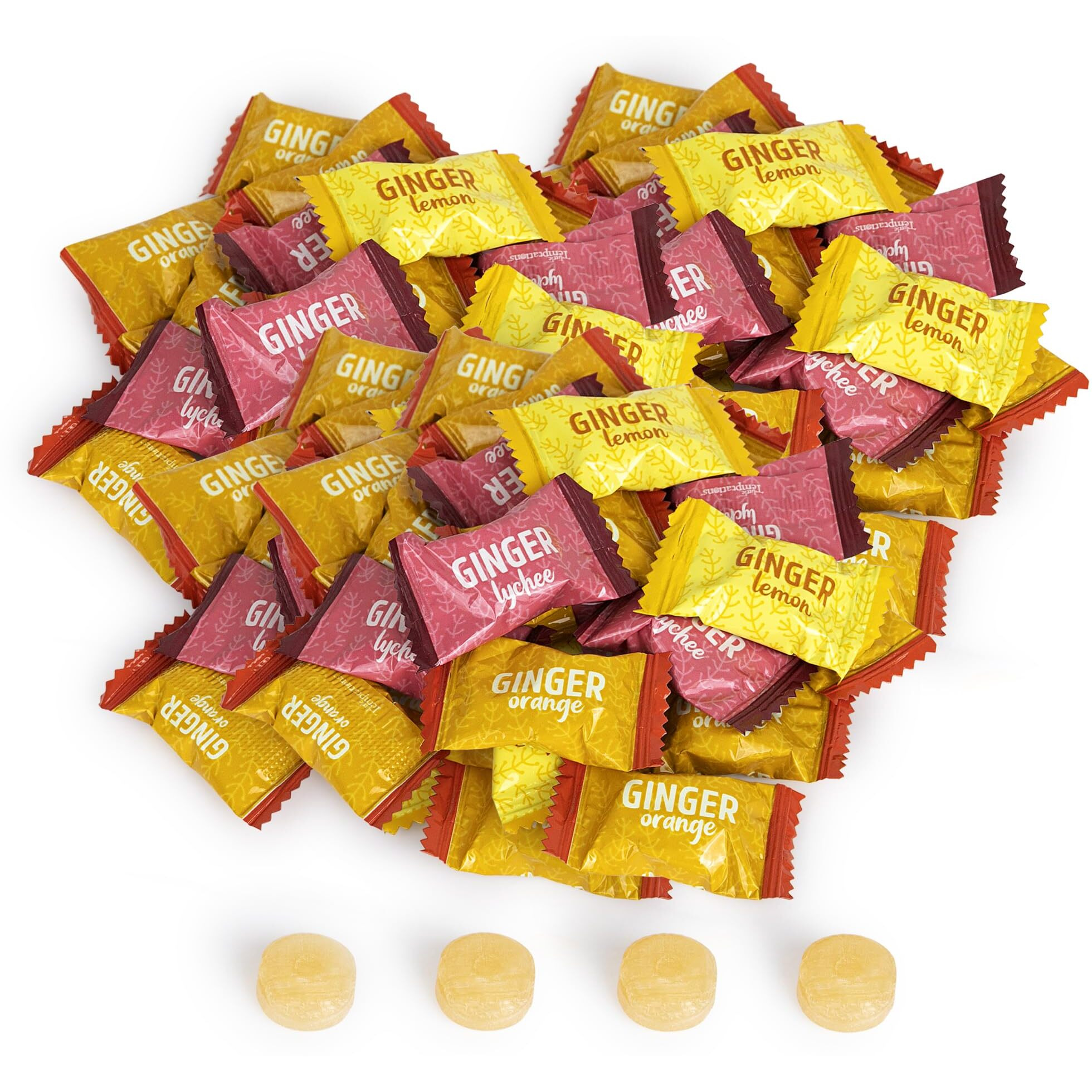 Ginger Hard Candy, Assorted Fruit Flavors 11 Oz Bag, Individually Wrapped Healthy Candy, The Sweet And Spicy Natural Remedy For Anti-Nausea And Digestion, Made With Real Ginger Extract