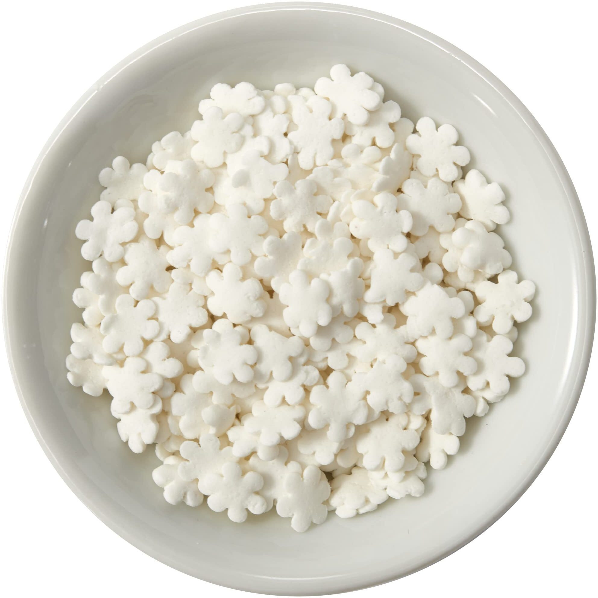 Decopac White Snowflake Quins, 16.5Oz, Fancy Sprinkles Shaped Like Snowflakes, Candy Sprinkles In Handheld Container, Edible Sprinkles For Celebration Cakes, Cupcakes, Cookies 1.03 Pound (Pack Of 1)