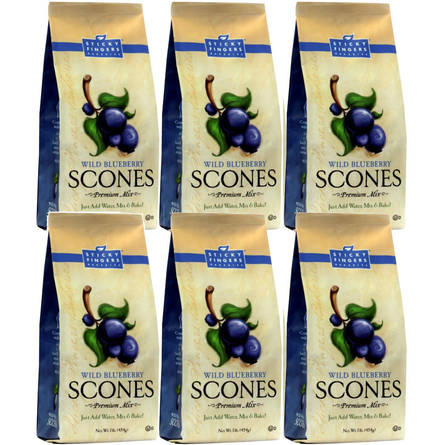 English Scone Mix, Wild Blueberry By Sticky Fingers Bakeries - Easy To Make English Scones Fresh Baked, Makes 12 Scones (6Pk)