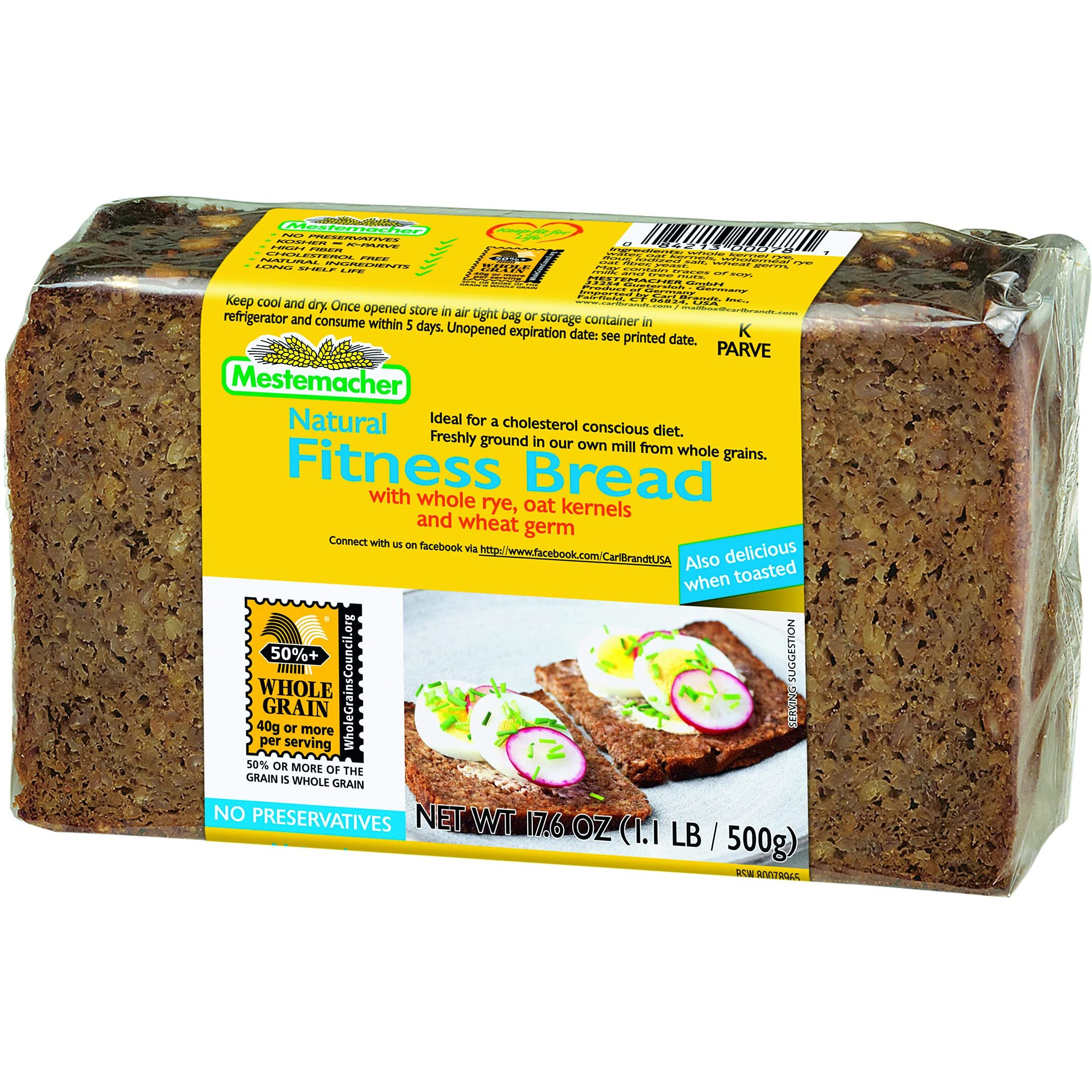 Mestemacher Whole Grain Bread (Fitness, 17.6 Oz, Pack Of 2)