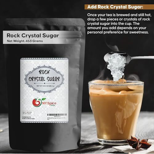 Ny Spice Shop Rock Sugar - 1 Pound Bag Rock Candy Crystals - Sugar Rocks Whole - Sugar Crystals - Rock Candy - Rock Sugar For Tea, Cakes