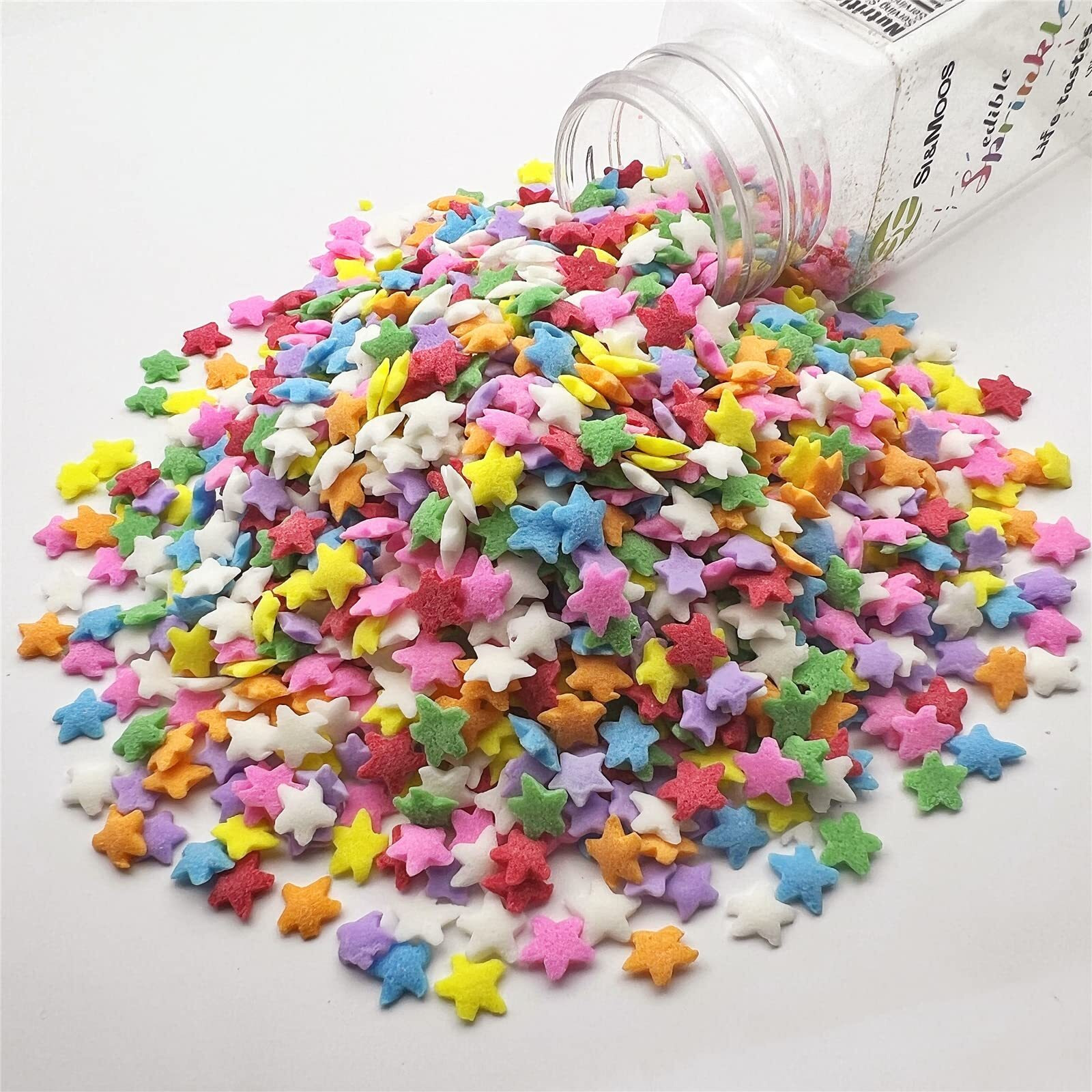 Se Si&Moos Rainbow Star Sprinkles For Cake Decorating Edible Confetti Sprinkles Rainbow Starfetti Rainbow Sprinkles Edible Stars For Cake Decorating,Ice Cream, Dessert Toppings 3 Oz
