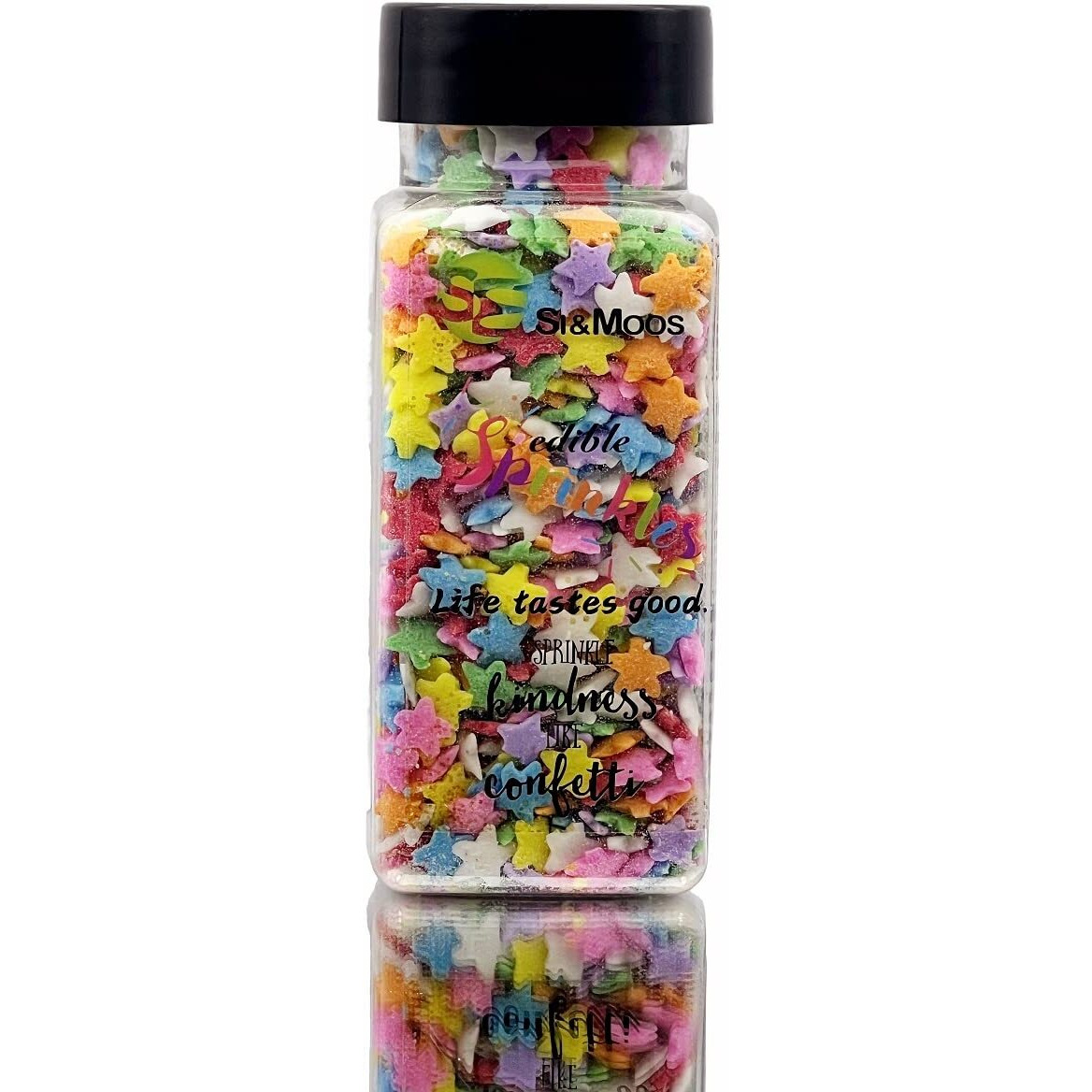 Se Si&Moos Rainbow Star Sprinkles For Cake Decorating Edible Confetti Sprinkles Rainbow Starfetti Rainbow Sprinkles Edible Stars For Cake Decorating,Ice Cream, Dessert Toppings 3 Oz