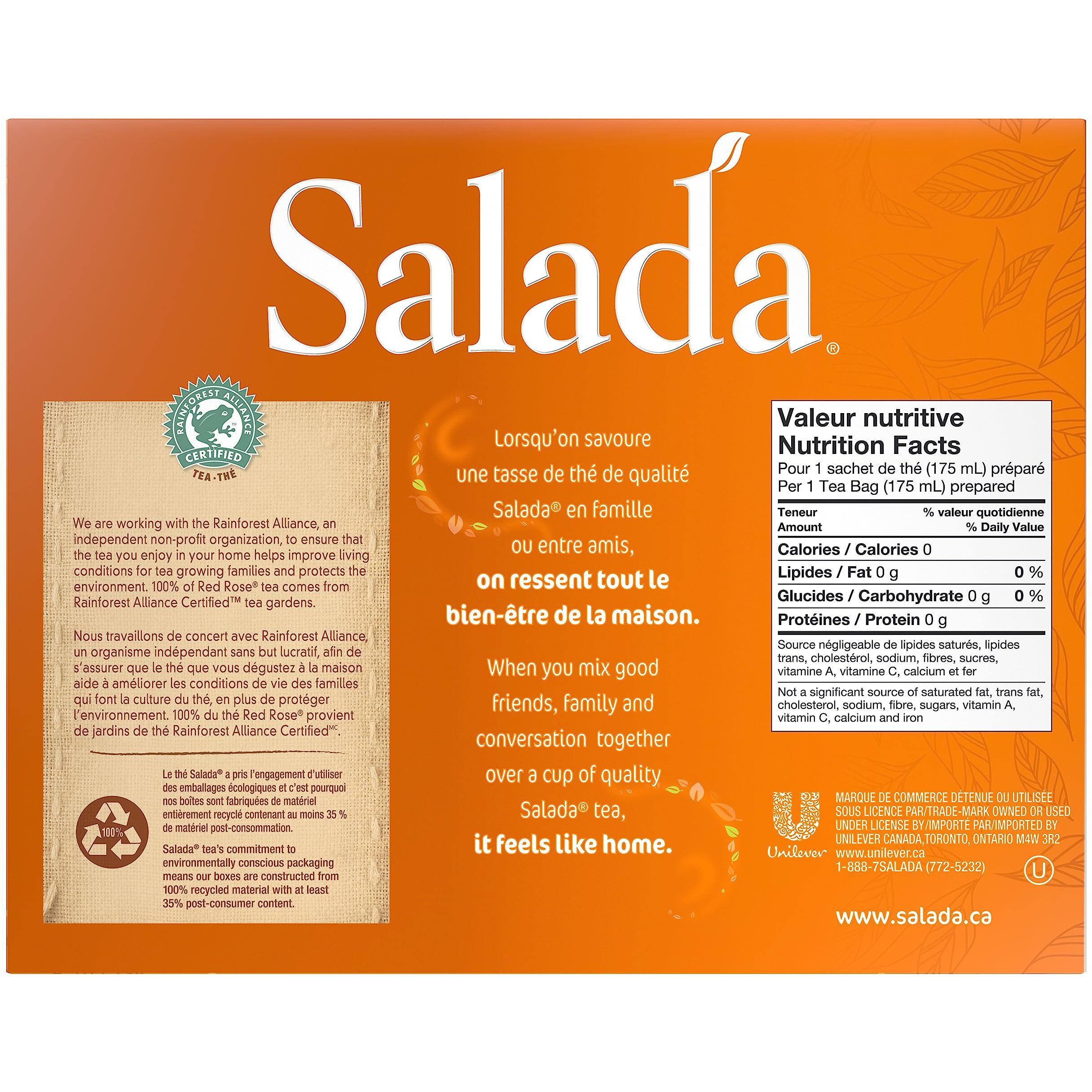 Salada Orange Pekoe Tea 72Ct Tea Bags, (Imported From Canada)