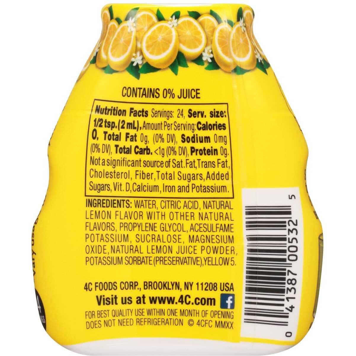 4C Sugar Free Liquid Water Enhancer, Premium Natural Flavors, 0 Calorie Drops (Lemonade, 3 Pack)