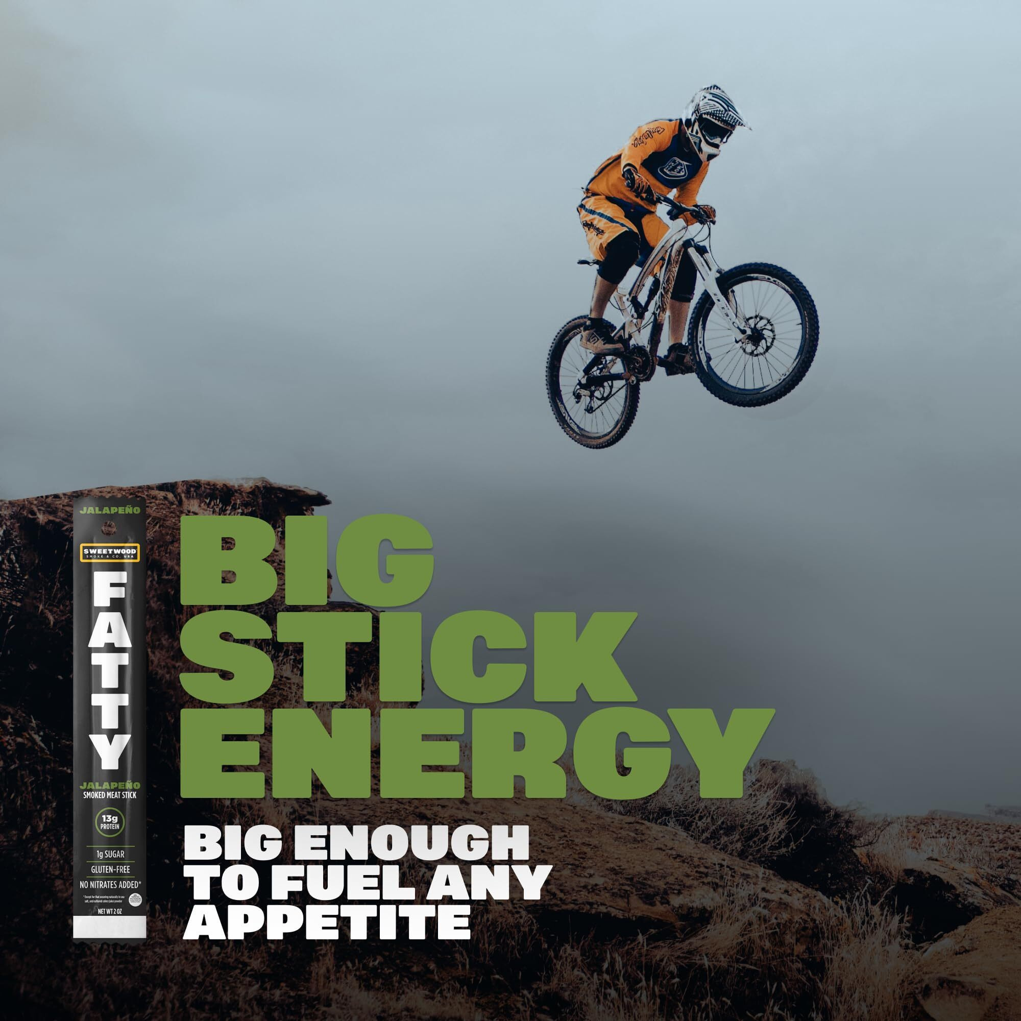 Fatty Meat Sticks, Grass-Fed Beef, High Protein Snack, Camping, Sports, Road Trip, Low Carb, Gluten Free, Msg Free, Nitrate Free, Jalapeno Flavor