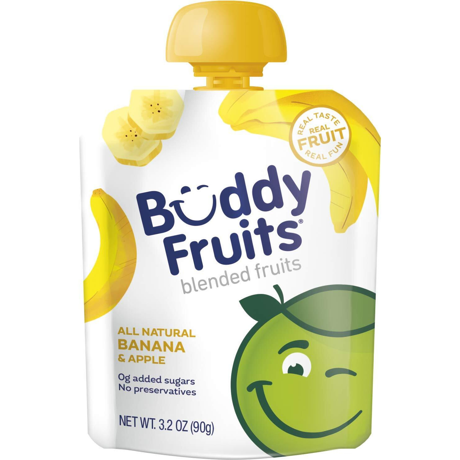 Buddy Fruits Snacks To Go Banana Unsweetened Applesauce 3.2Oz Pouch (18Pk) Gluten-Nut-Dairy-Preservatives-Bpa Free, Non Gmo, Kosher